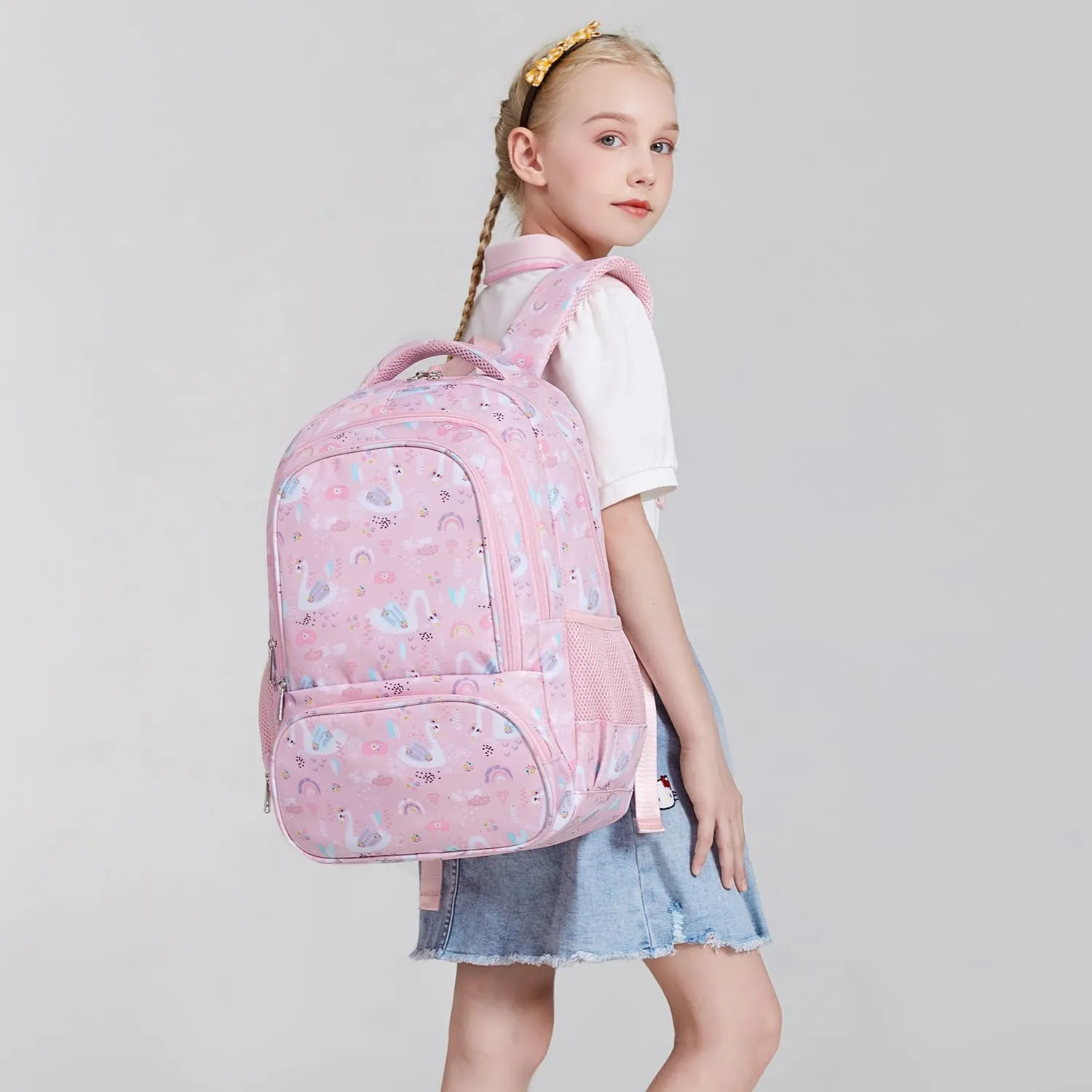 abshoo Lightweight Swan Kids Backpack For School Girls Elementary Kindergarten Bookbag School Bags (Swan)