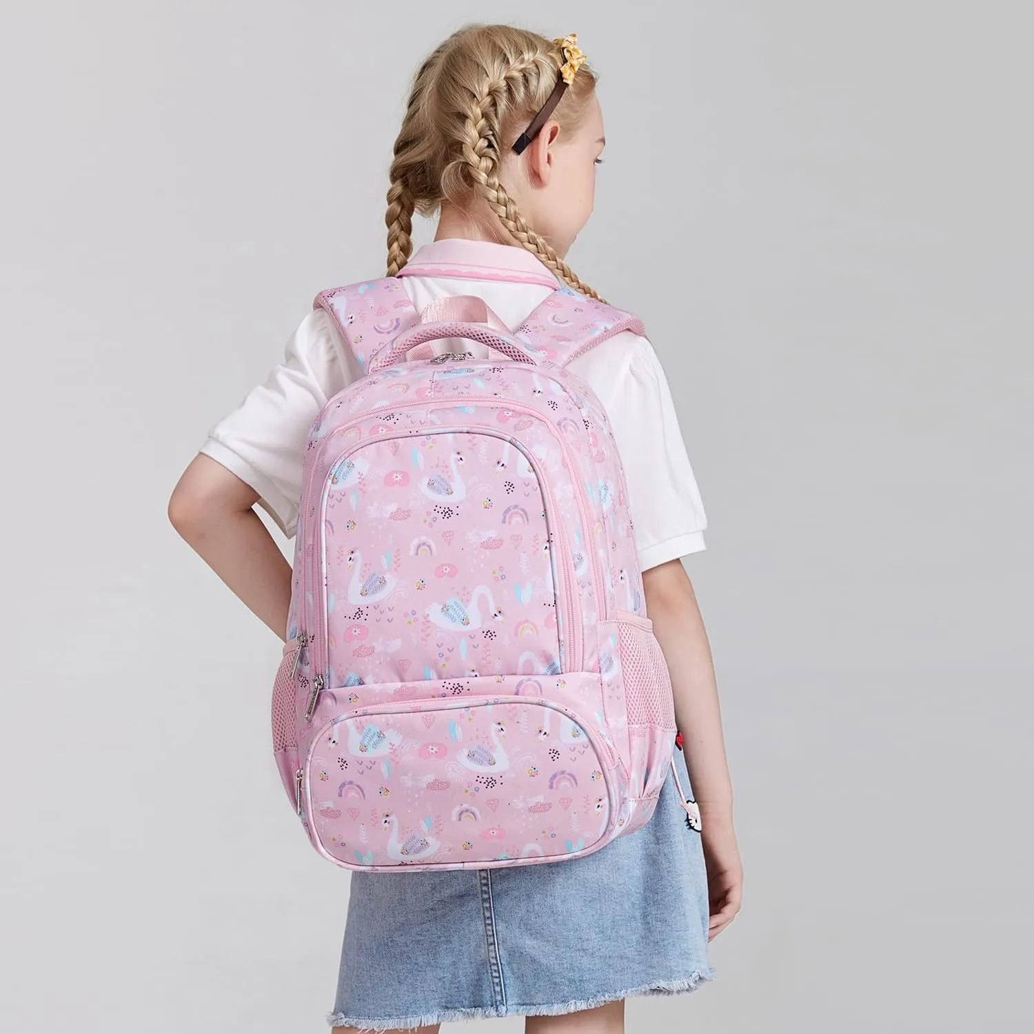 abshoo Lightweight Swan Kids Backpack For School Girls Elementary Kindergarten Bookbag School Bags (Swan)