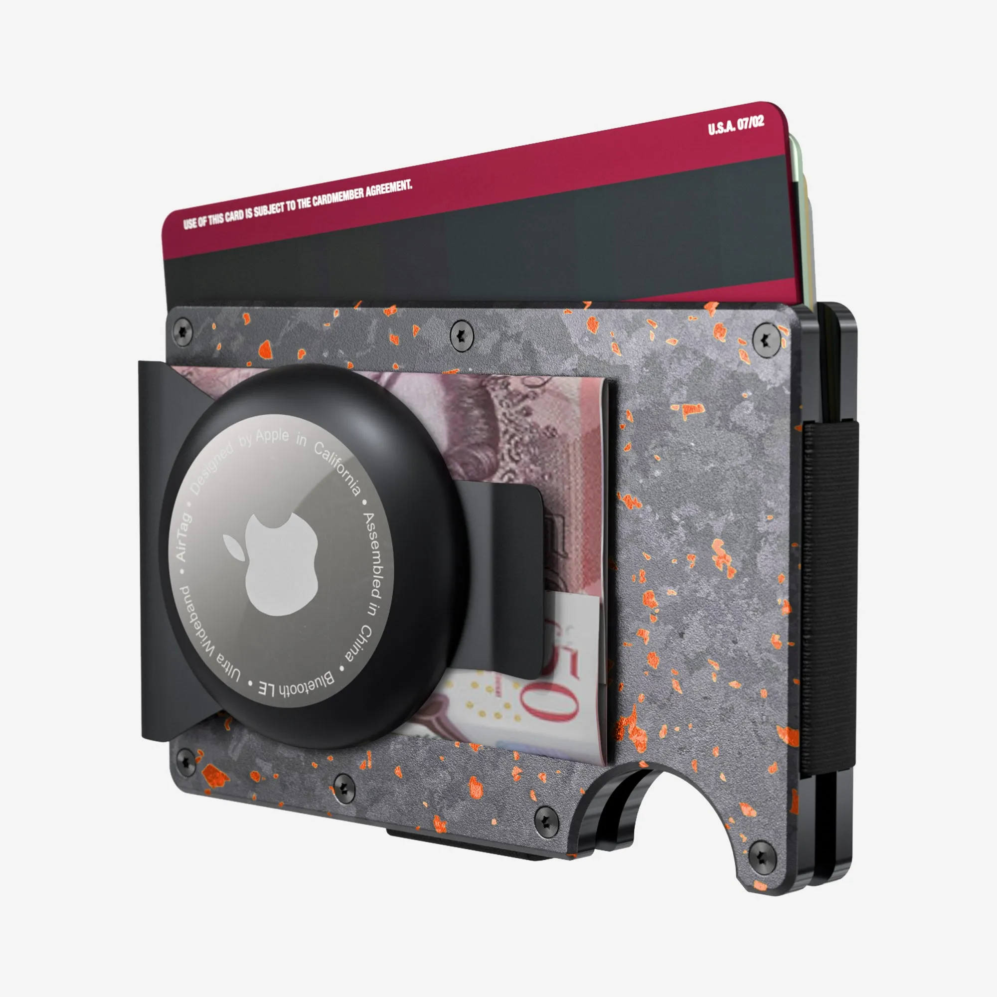 AirTag Money Clip Wallet (Nero/Arancia)