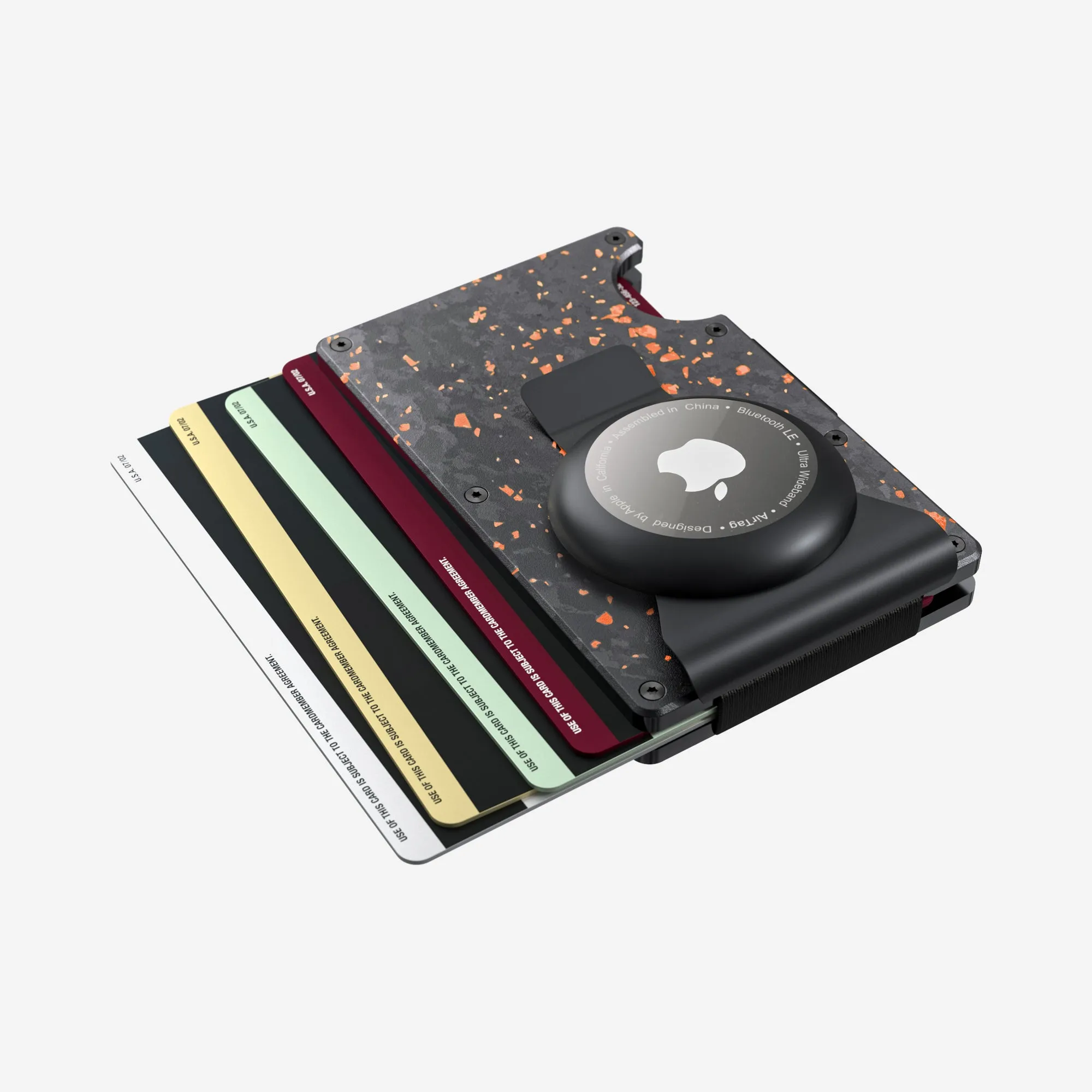 AirTag Money Clip Wallet (Nero/Arancia)