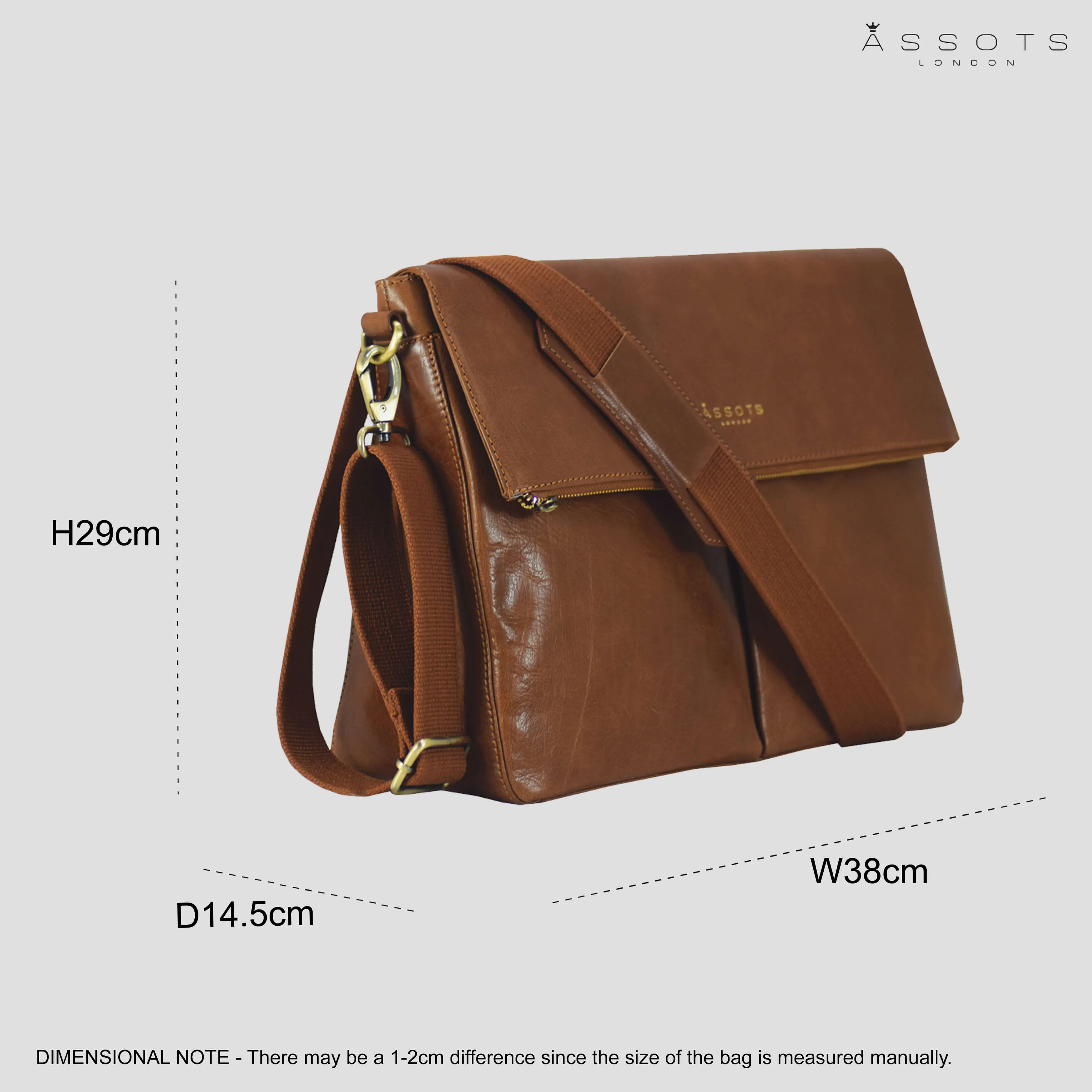 'ALBERT' Dark Tan Vintage Leather Flap-over Satchel Bag
