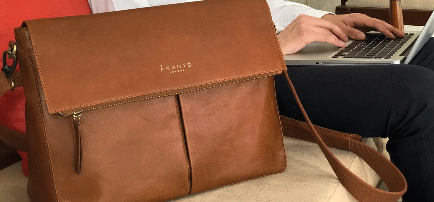 'ALBERT' Dark Tan Vintage Leather Flap-over Satchel Bag
