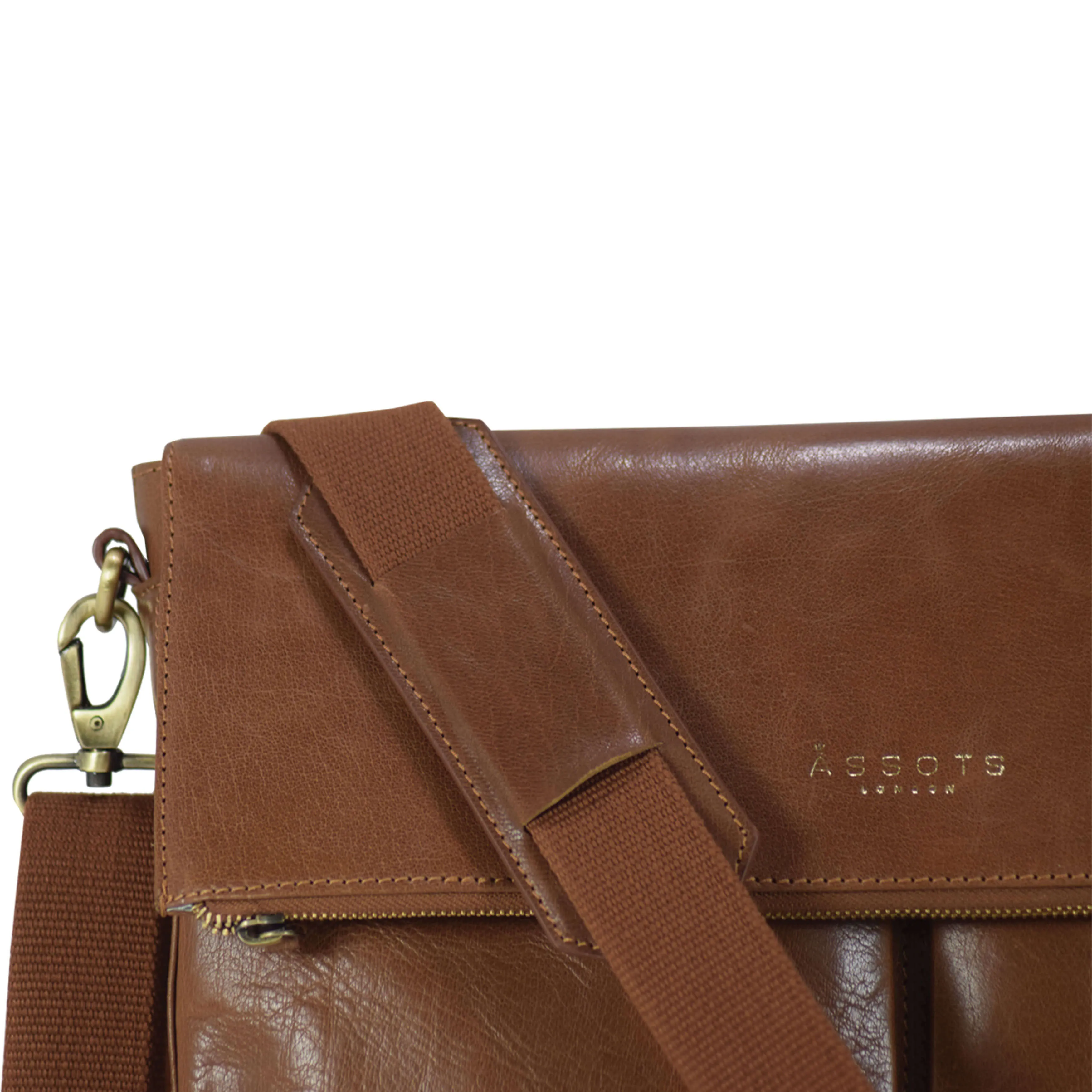 'ALBERT' Dark Tan Vintage Leather Flap-over Satchel Bag