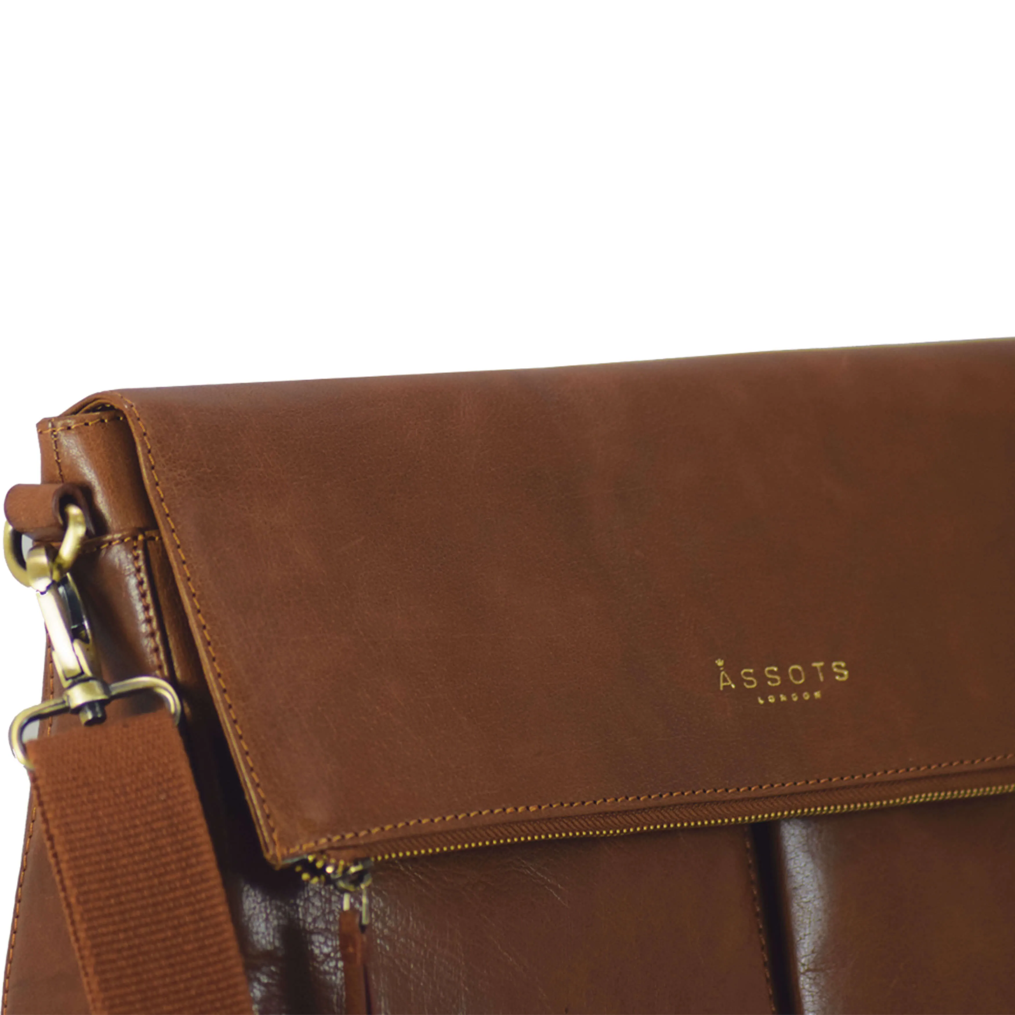 'ALBERT' Dark Tan Vintage Leather Flap-over Satchel Bag