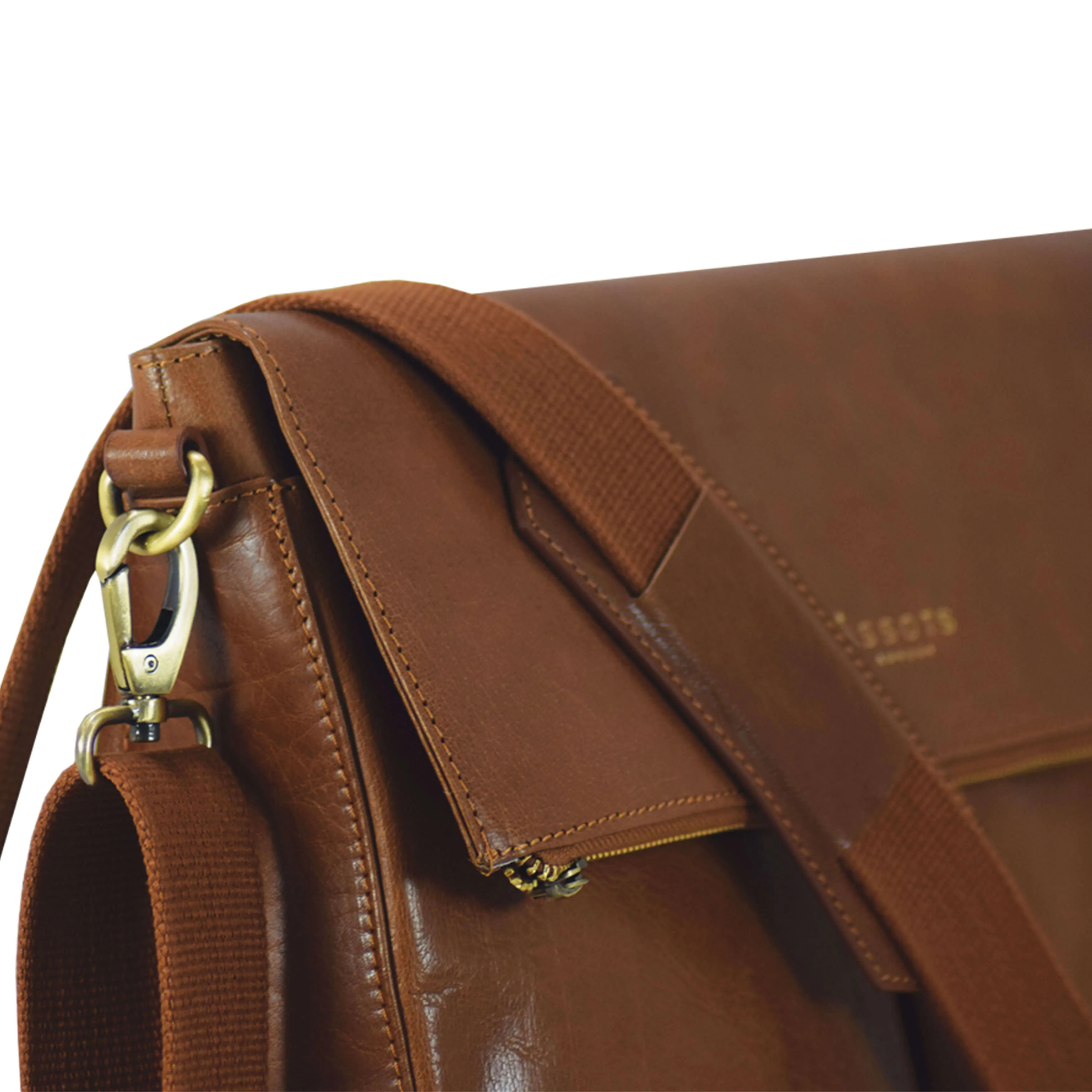 'ALBERT' Dark Tan Vintage Leather Flap-over Satchel Bag