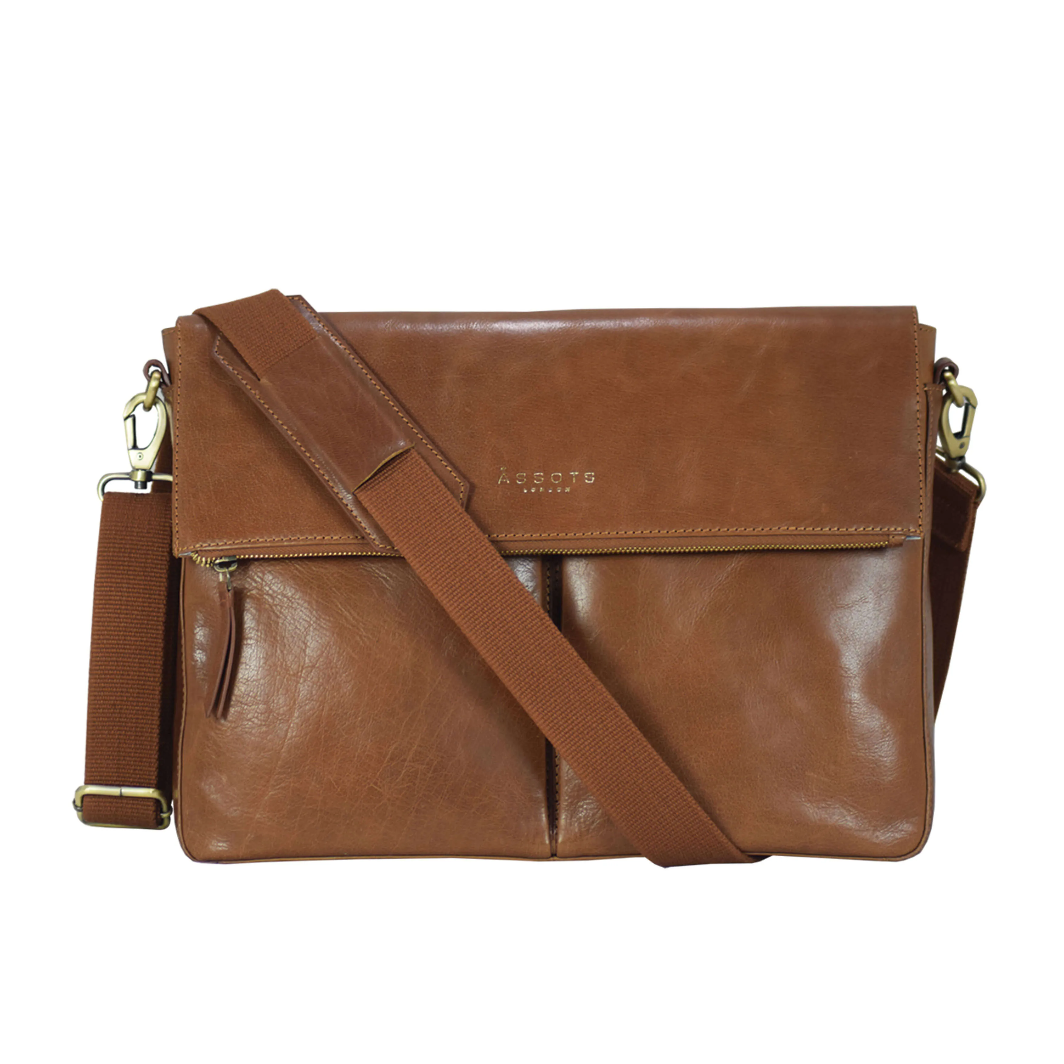 'ALBERT' Dark Tan Vintage Leather Flap-over Satchel Bag