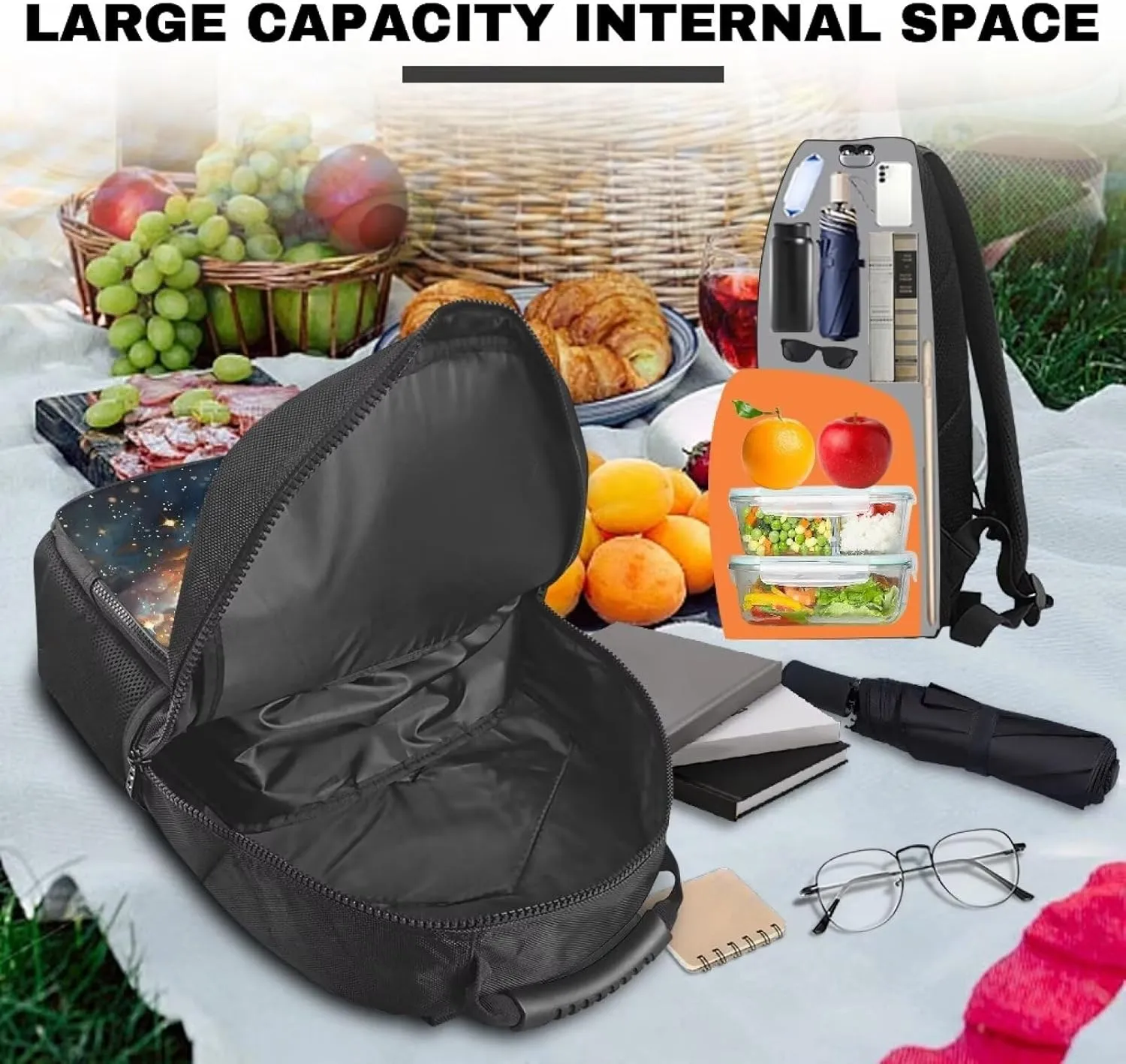 Baseball Star Stylish Backpack Meal Bag with Adjustable Shoulder Straps Lightweight Ideal for Travel School Double Zipper Lunch Cooler Bag Lightweight