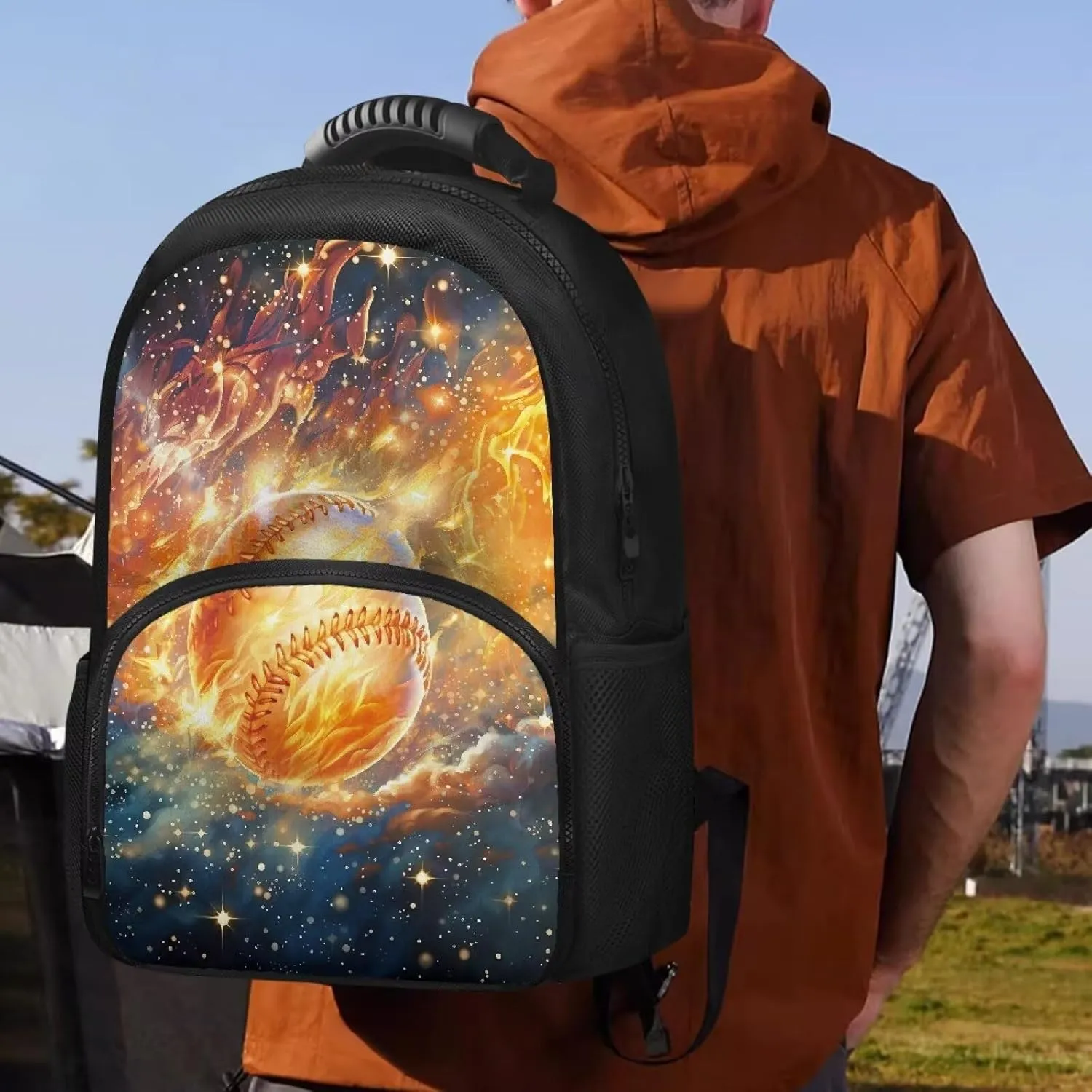 Baseball Star Stylish Backpack Meal Bag with Adjustable Shoulder Straps Lightweight Ideal for Travel School Double Zipper Lunch Cooler Bag Lightweight