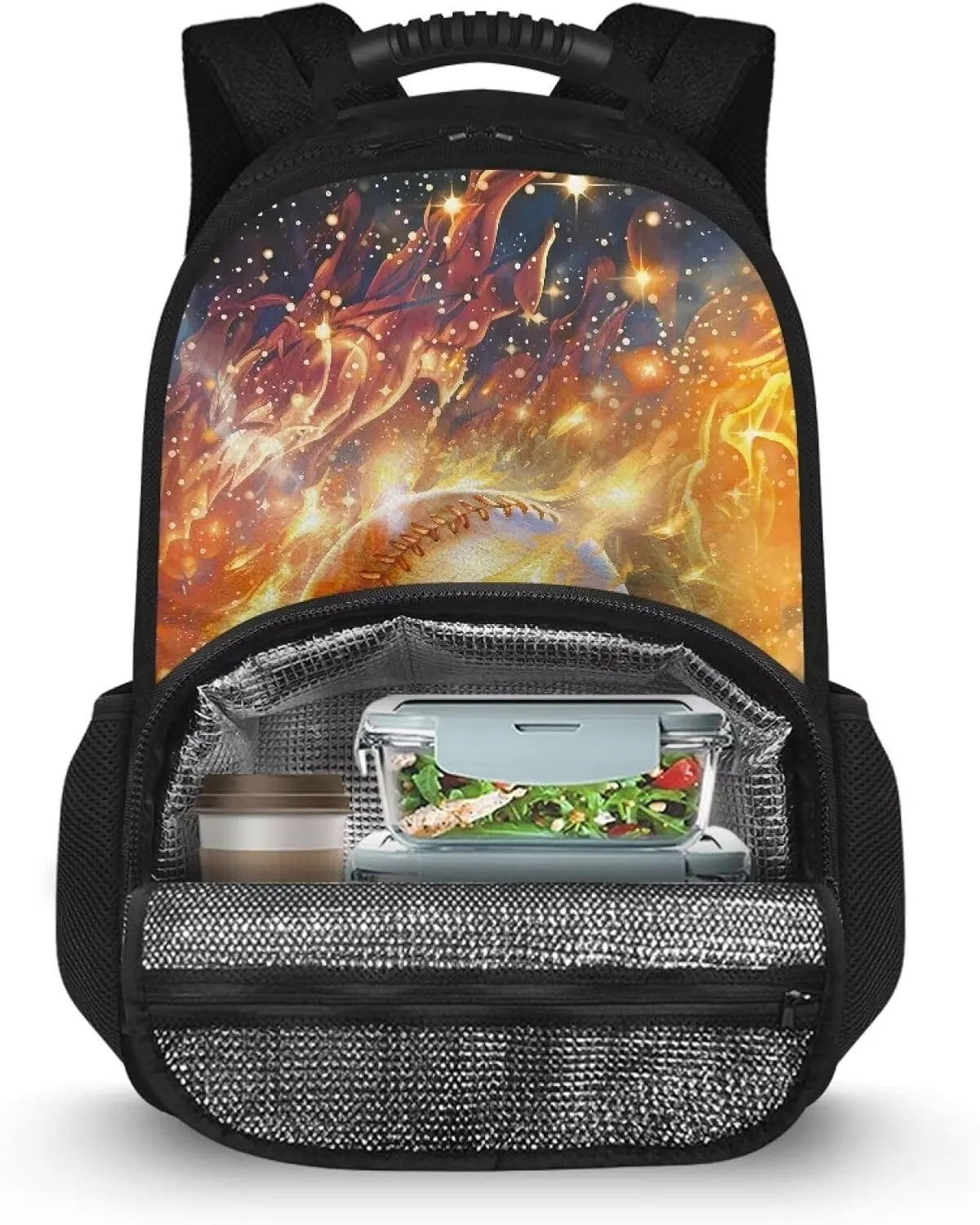 Baseball Star Stylish Backpack Meal Bag with Adjustable Shoulder Straps Lightweight Ideal for Travel School Double Zipper Lunch Cooler Bag Lightweight