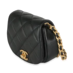 Black Quilted Lambskin Mini Coco Mail Clutch With Chain