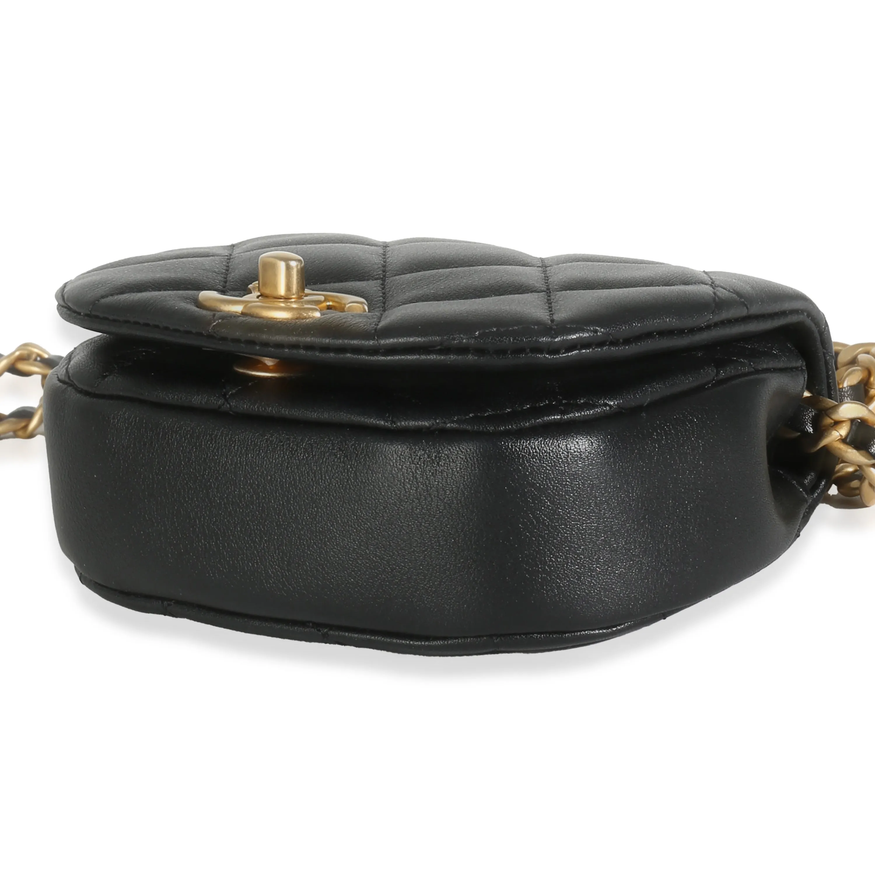 Black Quilted Lambskin Mini Coco Mail Clutch With Chain