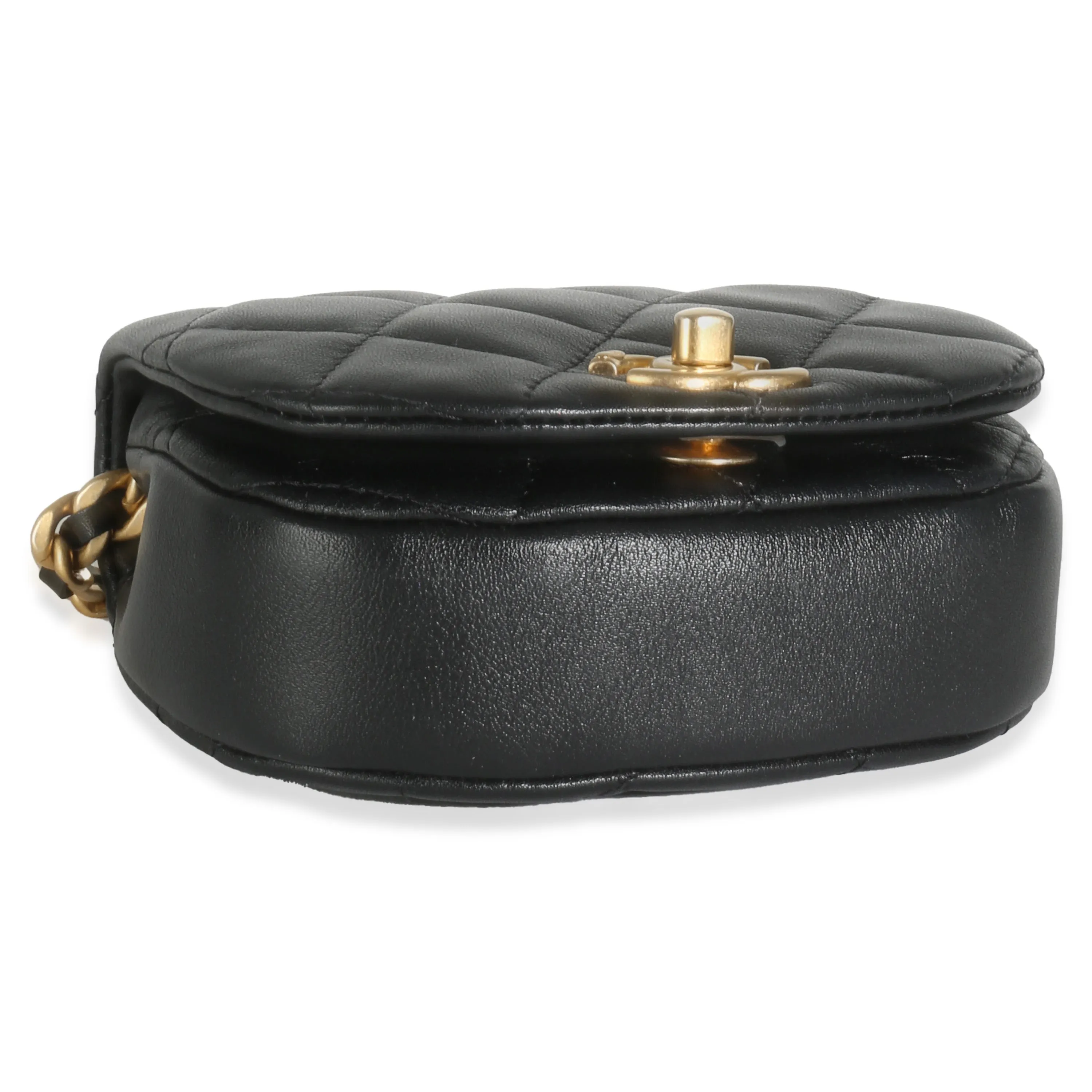 Black Quilted Lambskin Mini Coco Mail Clutch With Chain