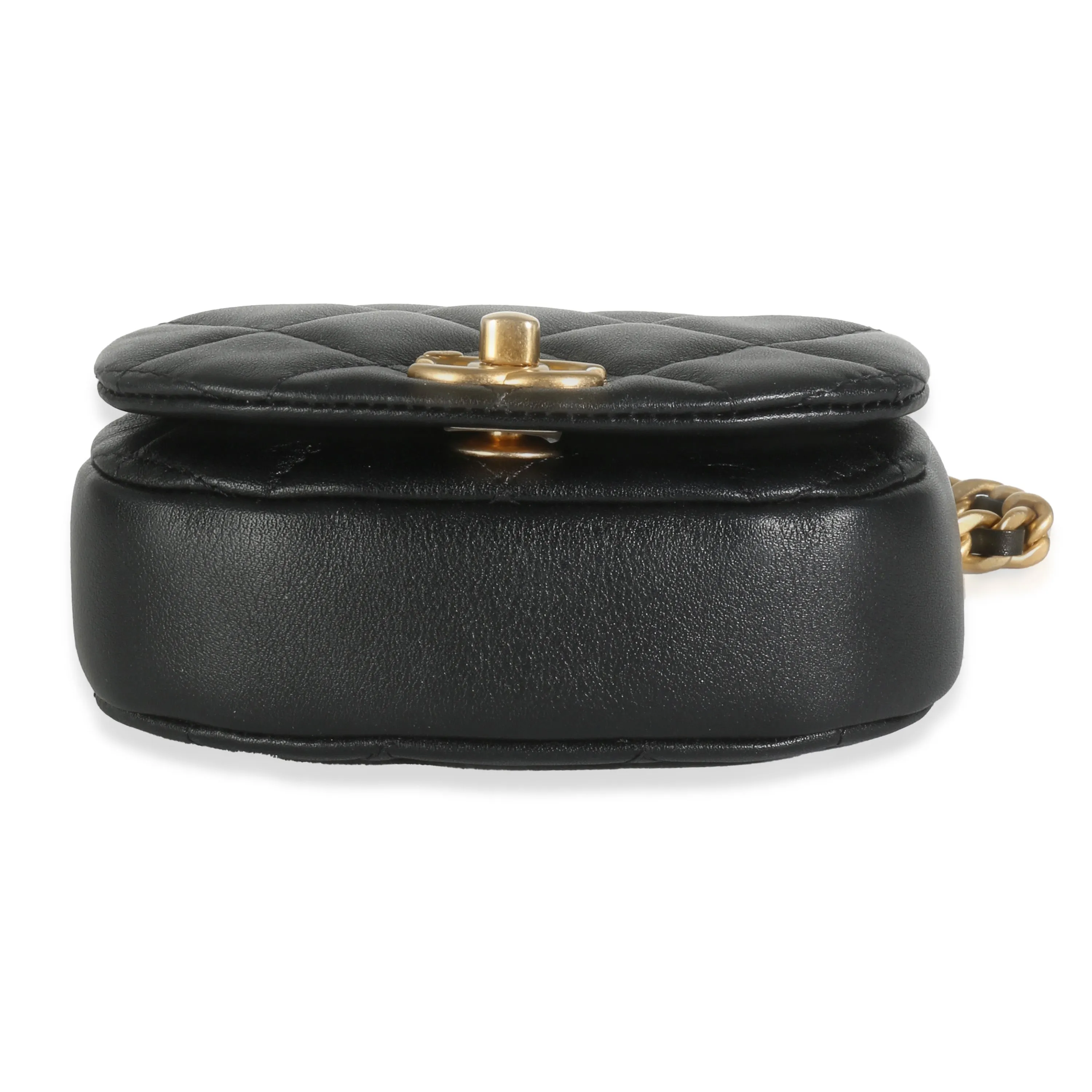 Black Quilted Lambskin Mini Coco Mail Clutch With Chain