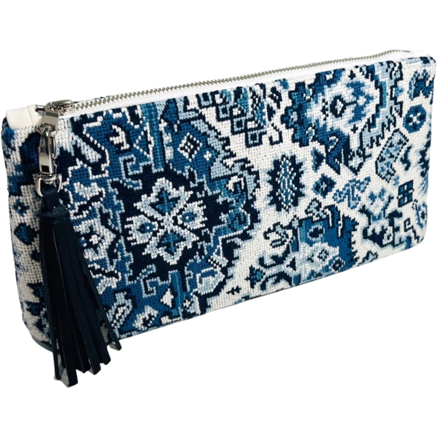 Blue Porcelain Needlepoint Clutch