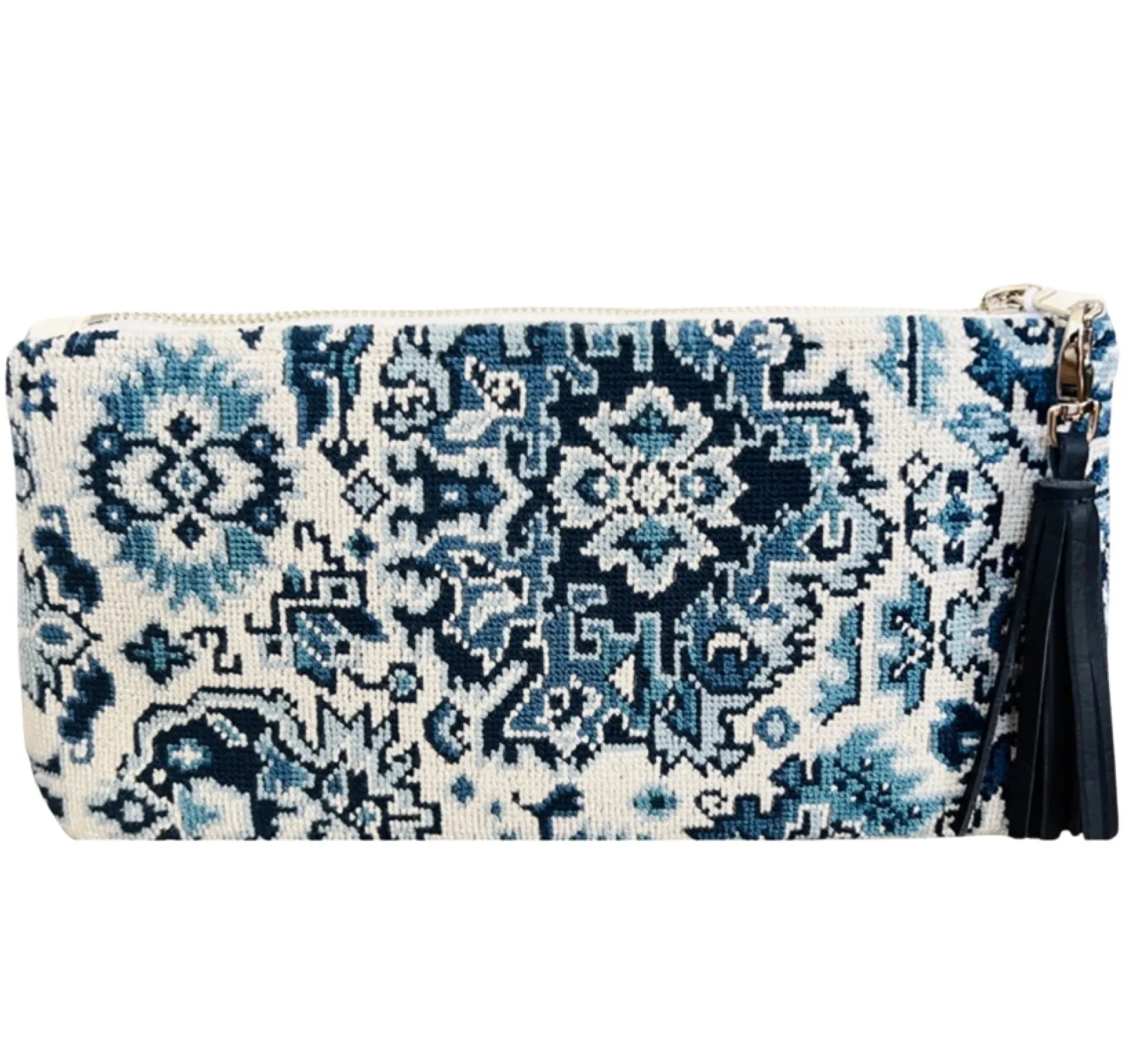 Blue Porcelain Needlepoint Clutch