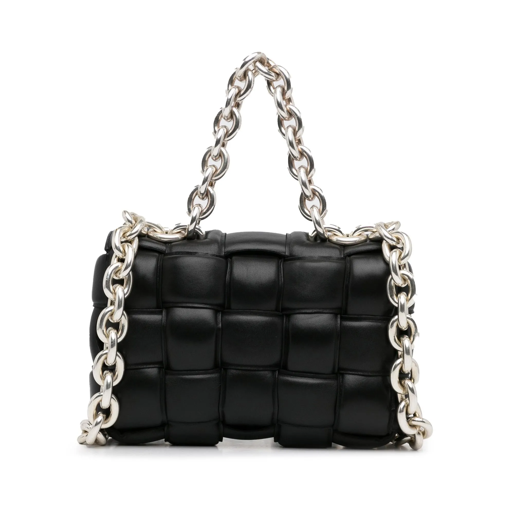 Bottega Veneta Calfskin Intrecciato Padded Chain Cassette Satchel (SHG-535Auh)