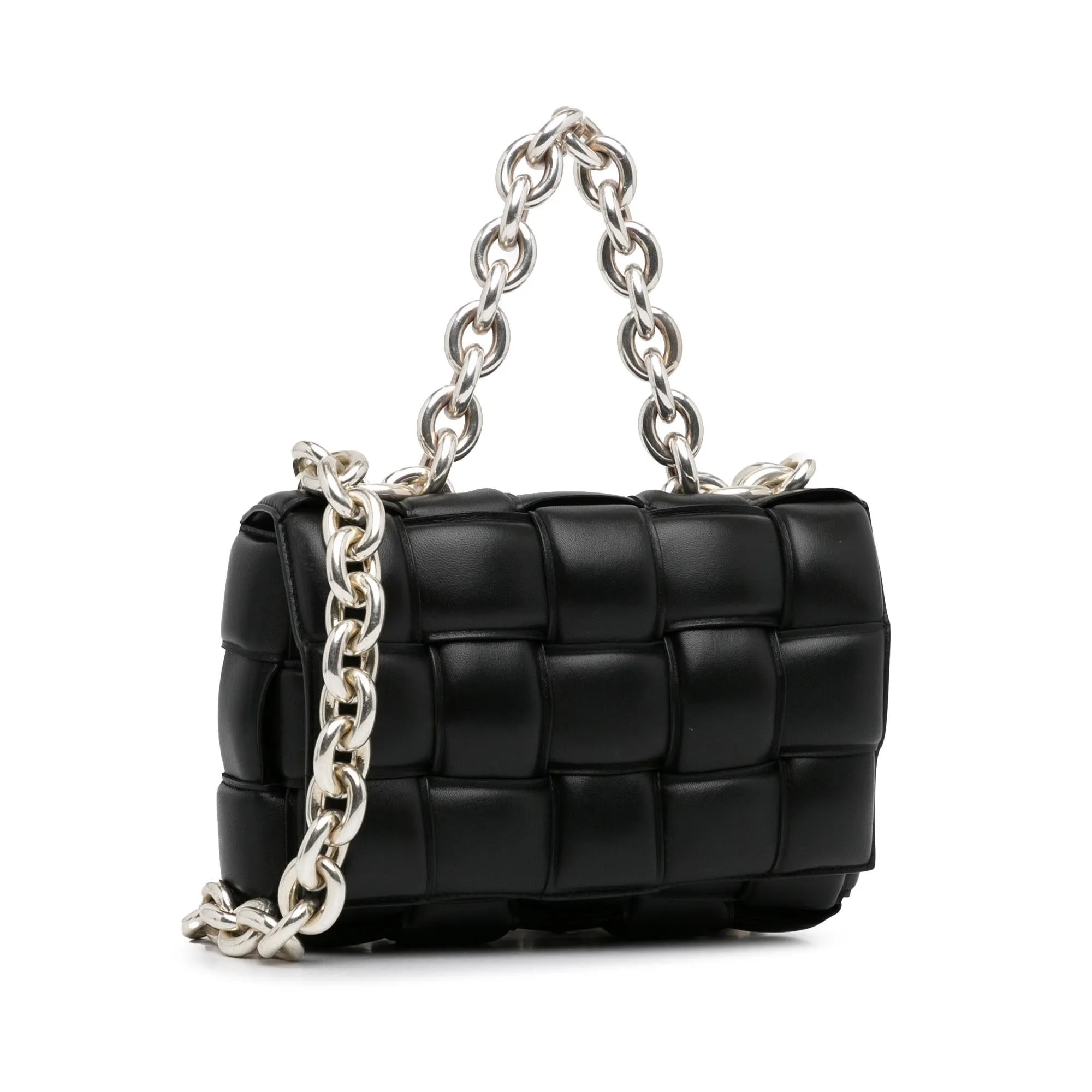 Bottega Veneta Calfskin Intrecciato Padded Chain Cassette Satchel (SHG-535Auh)