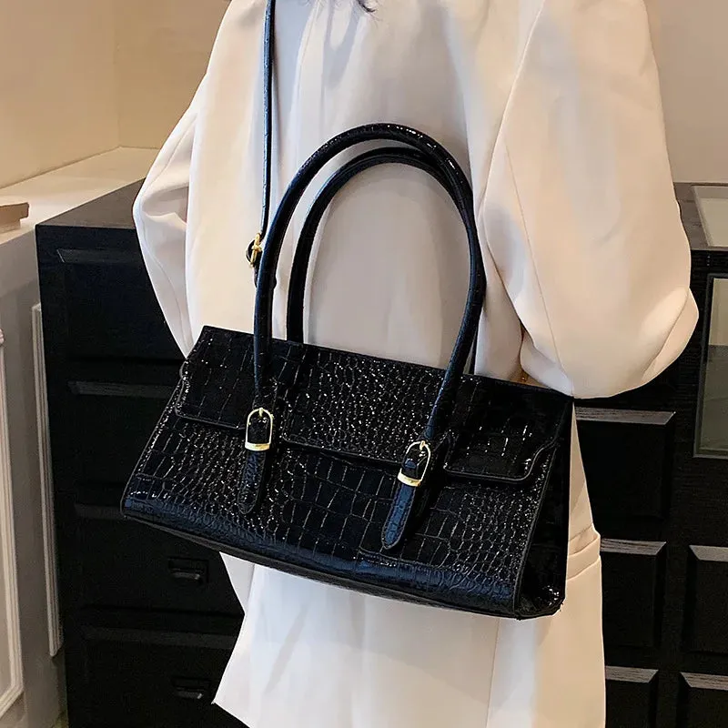 Casual Versatile Crossbody Bags Crocodile Pattern Leather Handbag