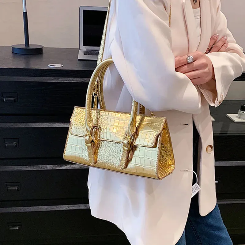 Casual Versatile Crossbody Bags Crocodile Pattern Leather Handbag
