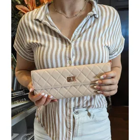 Chanel 2.55 Beige Lambskin Jewelry Case Clutch