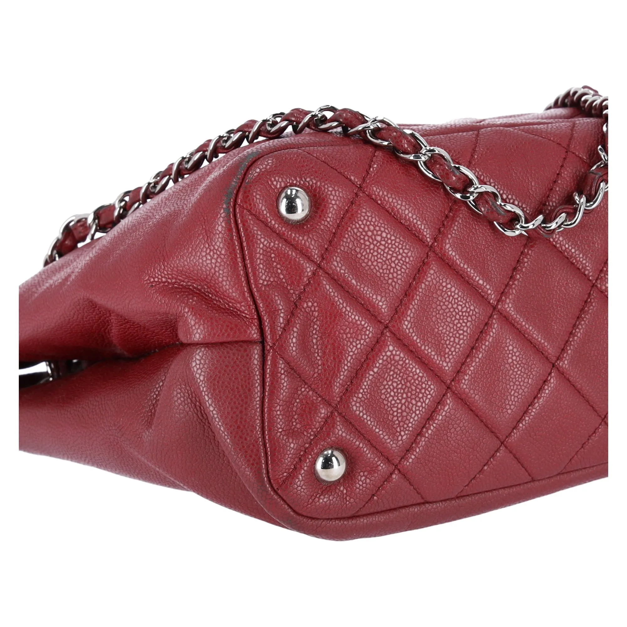 Chanel Classic Caviar Leather Tote Timeless CC Soft Chain Tote Caviar Red
