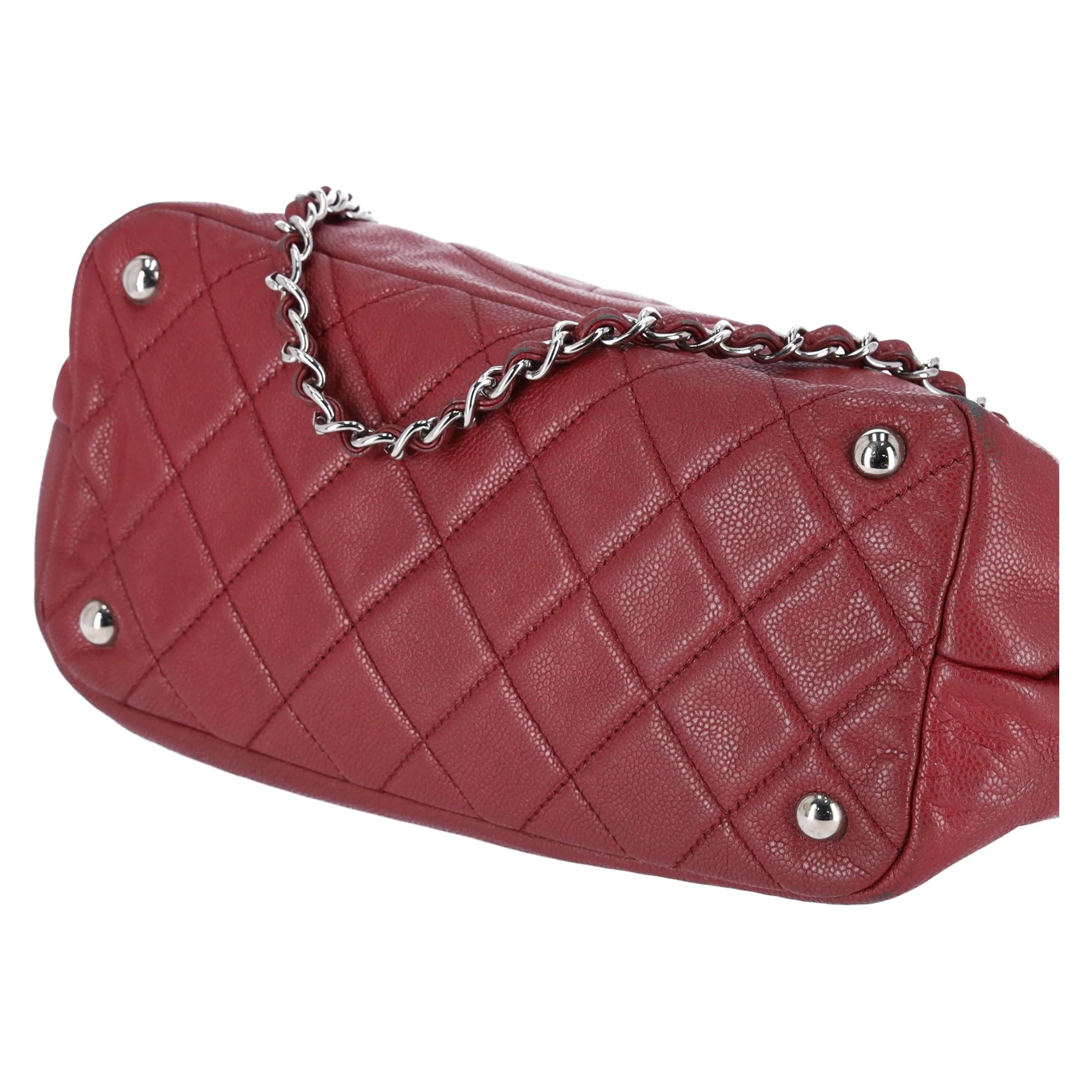 Chanel Classic Caviar Leather Tote Timeless CC Soft Chain Tote Caviar Red