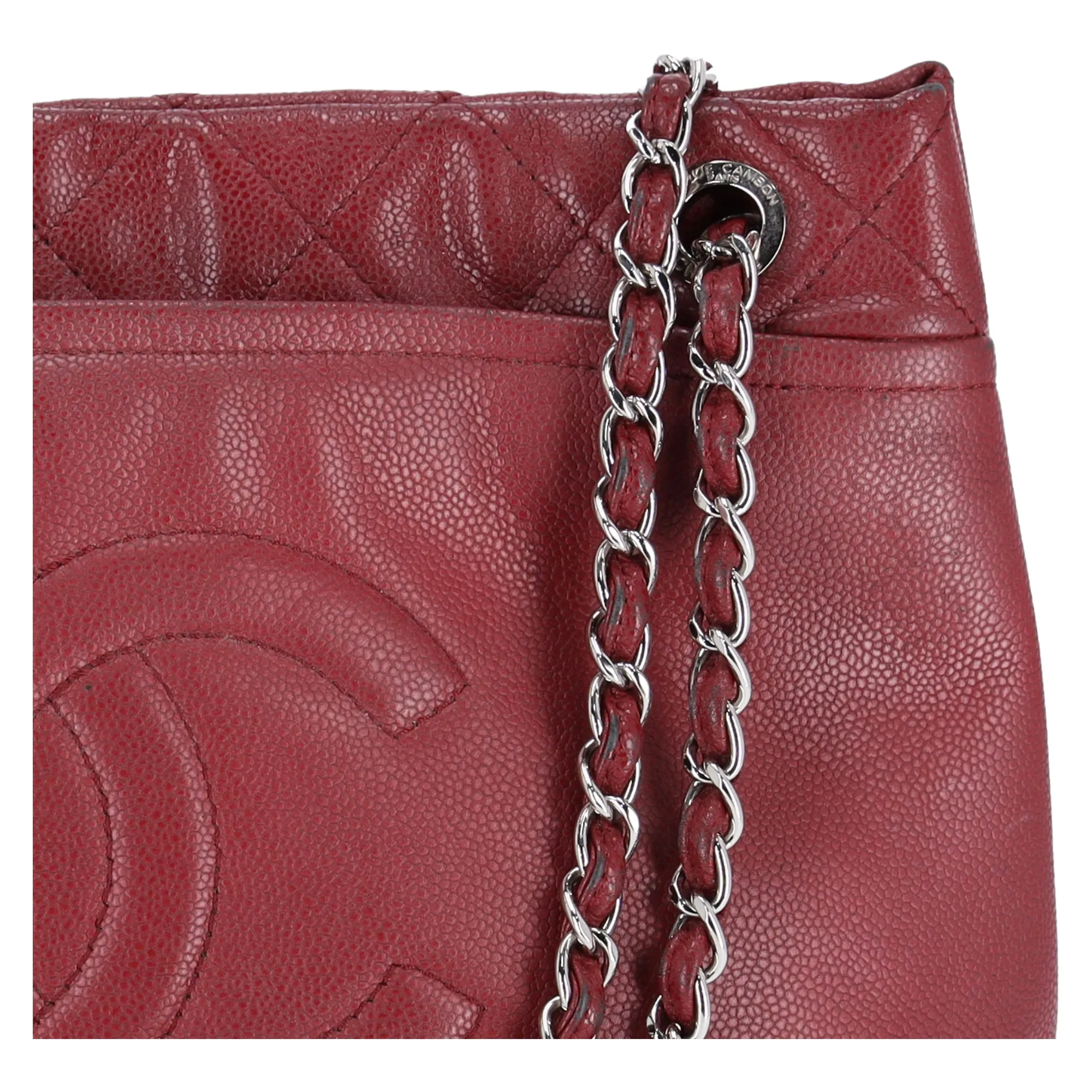 Chanel Classic Caviar Leather Tote Timeless CC Soft Chain Tote Caviar Red