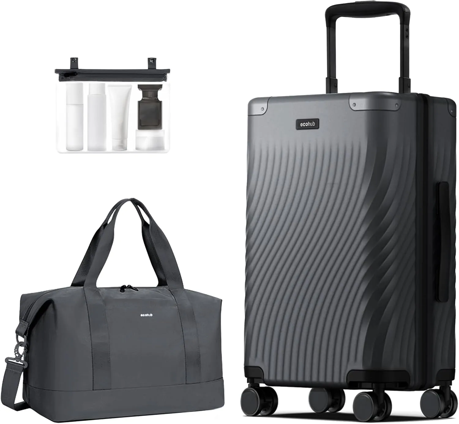 ECOHUB Hardside Expandable Carry On Luggage, 20" Rolling Luggage 22x14x9 Airline Approved with Spinner Wheels & TSA Lock, Lightweight Small Hardshell Travel Suitcase Valises, 20inch Carry-on Grey