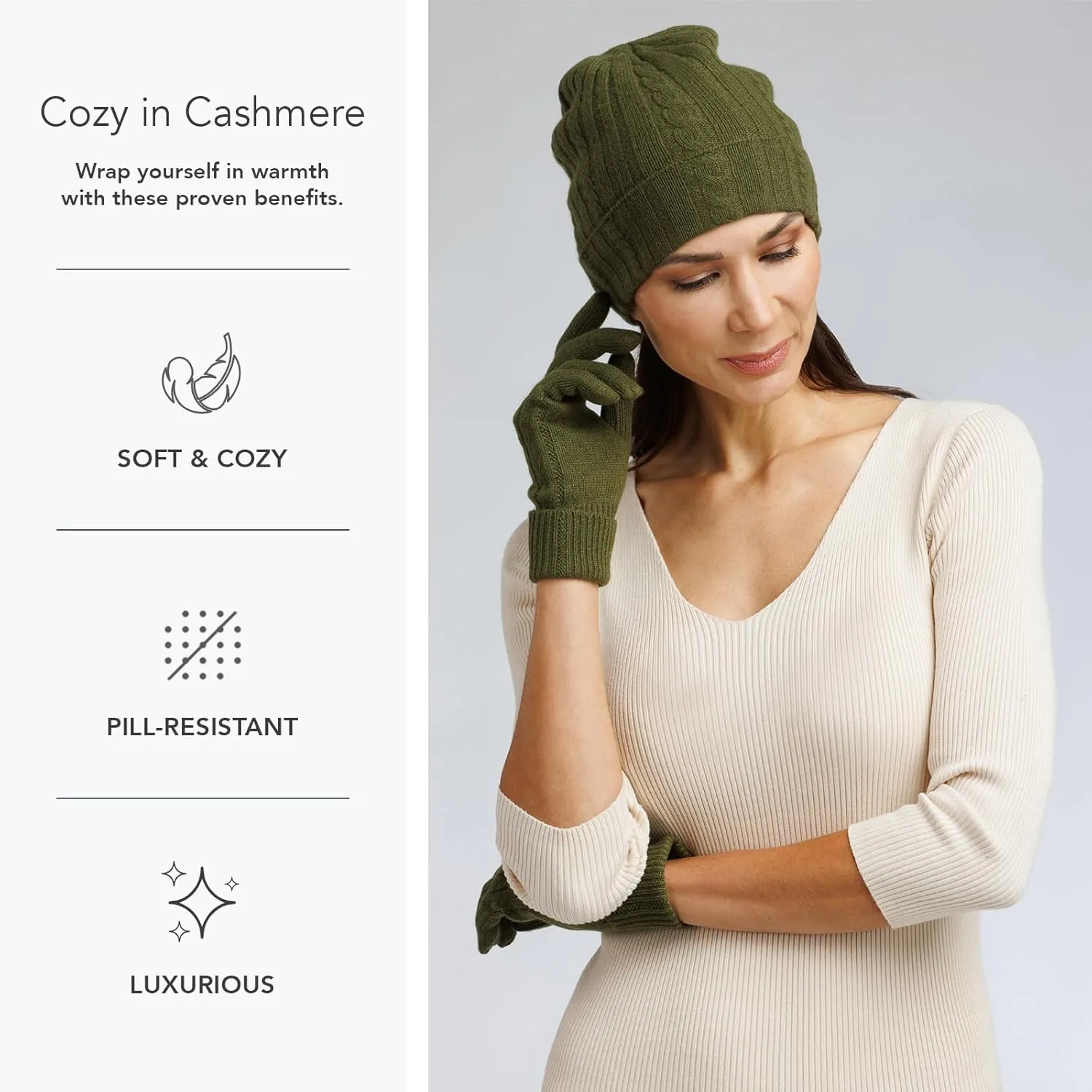 Fishers Finery Women's 100% Pure Cashmere Hat & Glove Set with Exquisite Box
