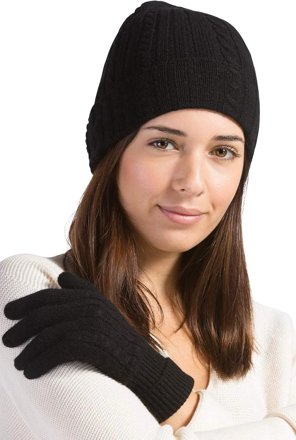 Fishers Finery Women's 100% Pure Cashmere Hat & Glove Set with Exquisite Box