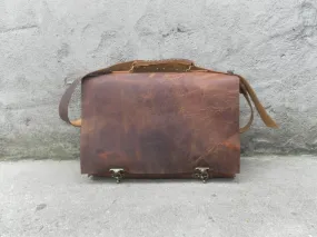 Full Grain Leather Briefcase Bag-Top Handle Genuine Leather Briefcase Shoulder Bag