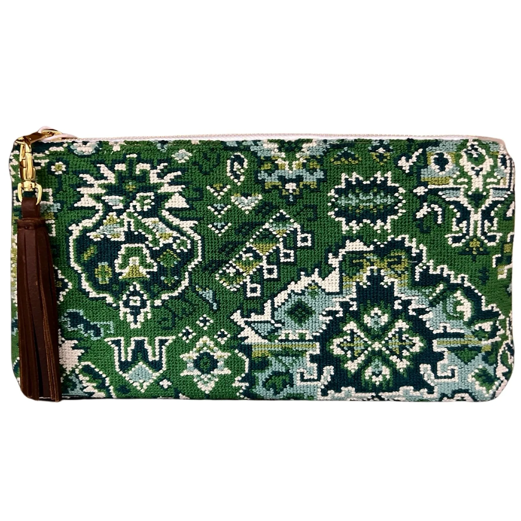 Green Porcelain Needlepoint Clutch
