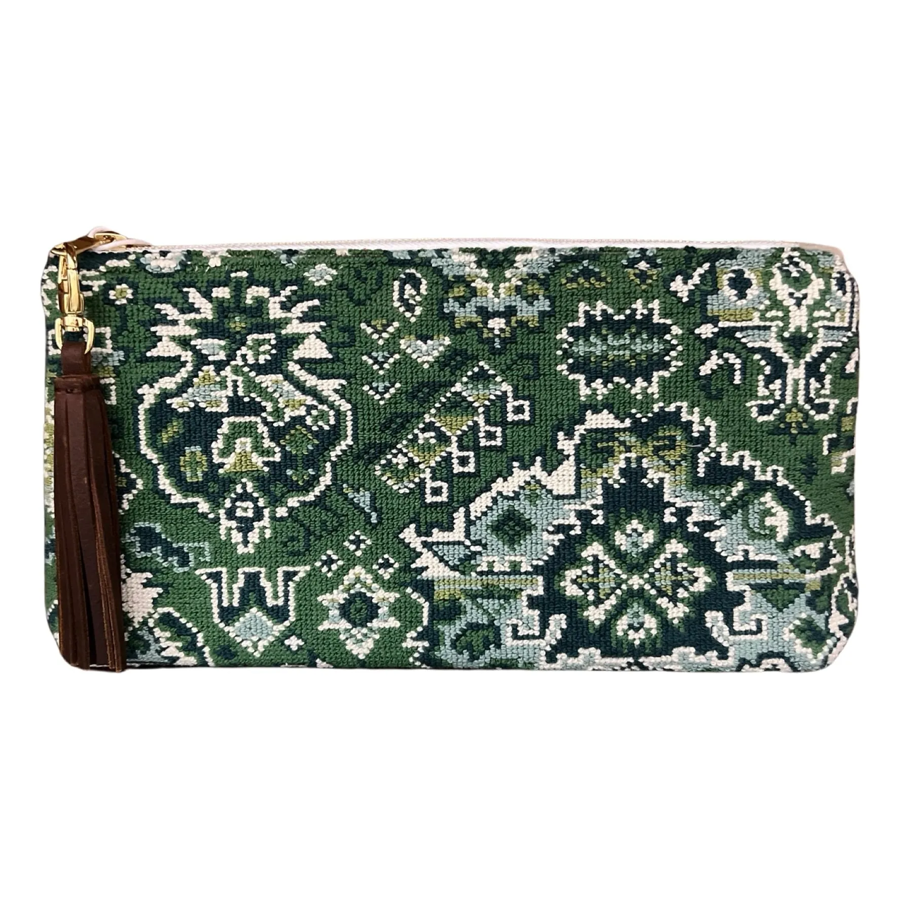 Green Porcelain Needlepoint Clutch