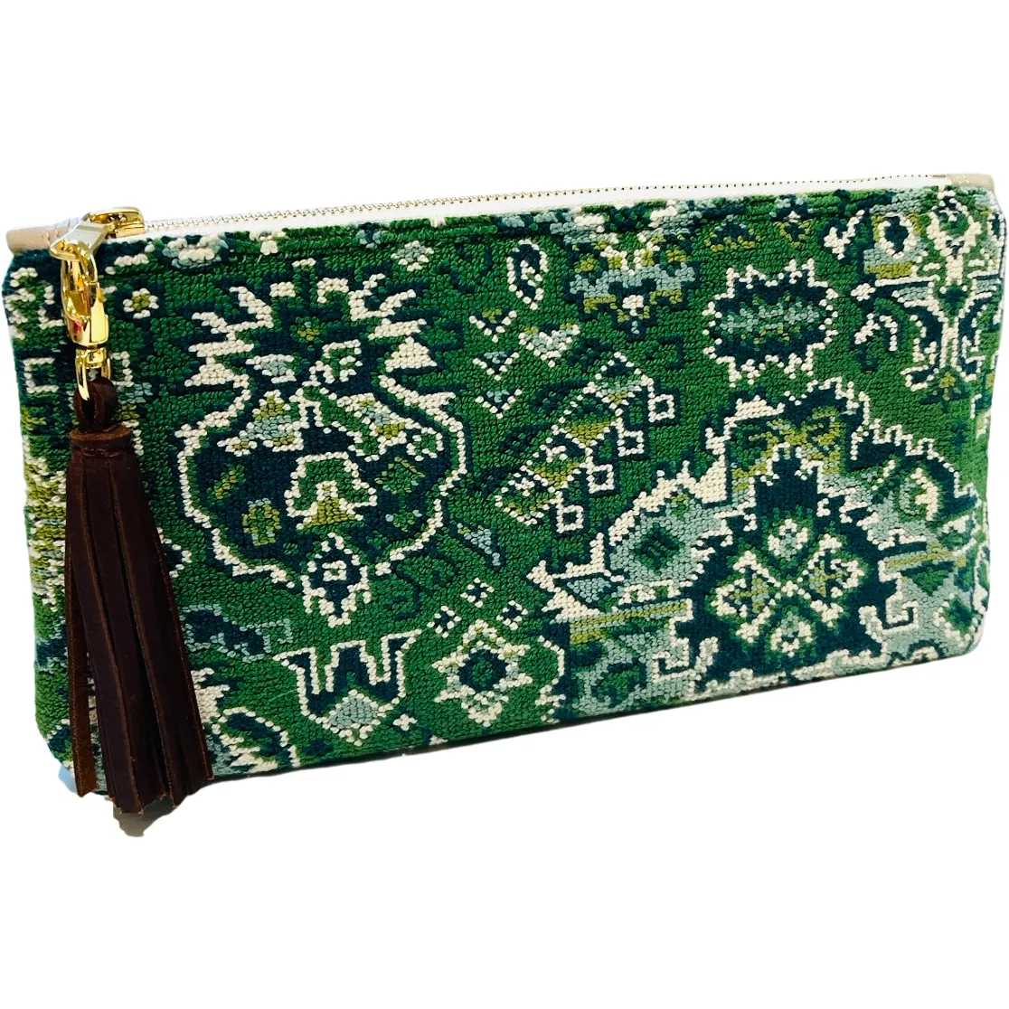 Green Porcelain Needlepoint Clutch