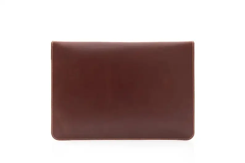JAGUAR Brown Leather Laptop Sleeve with Flap – Premium Protection Case for MacBook & Laptops (13" to 16")