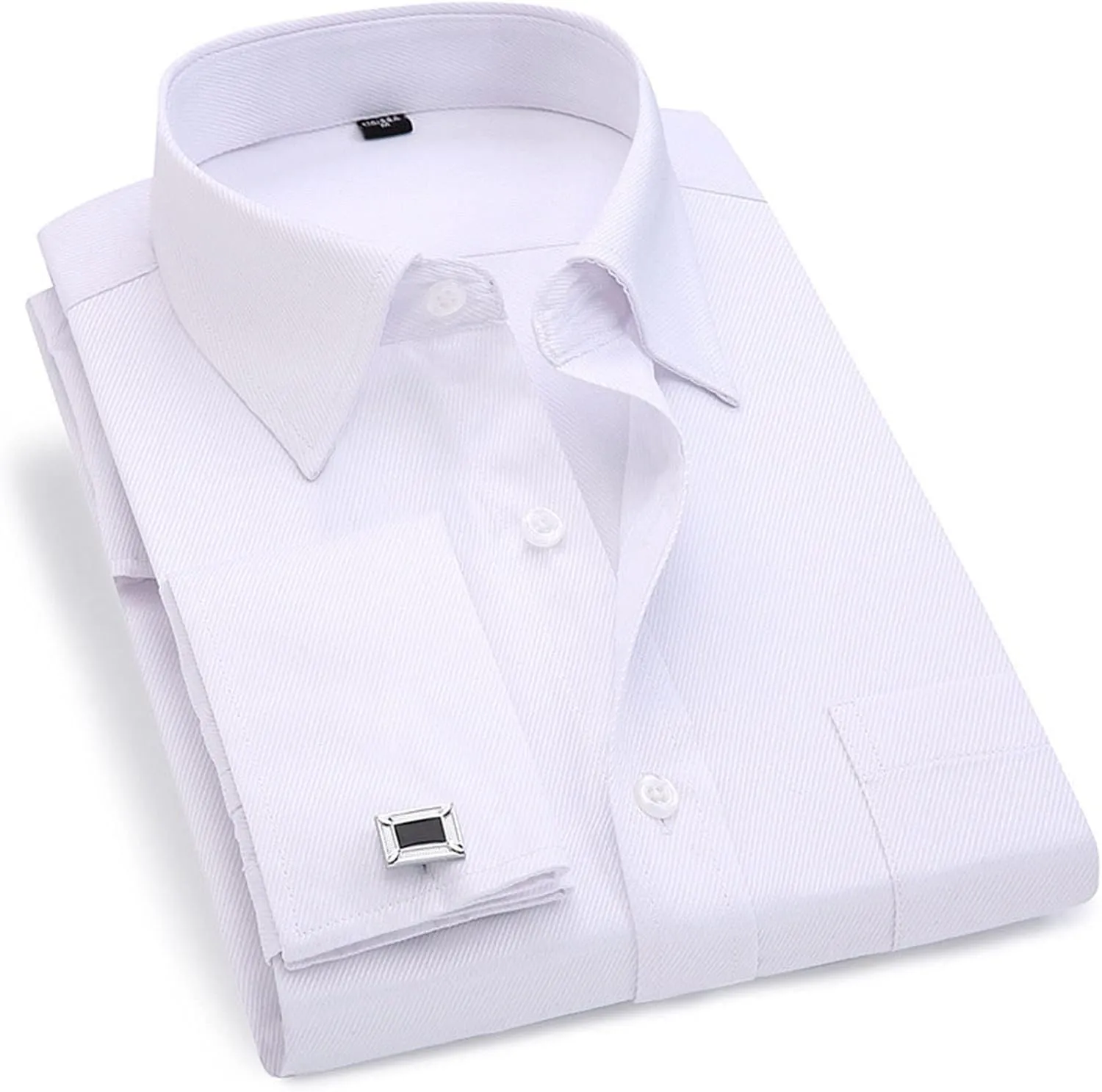 Kelsiop Men's French Cufflinks Business Dress Shirt Long Sleeve
