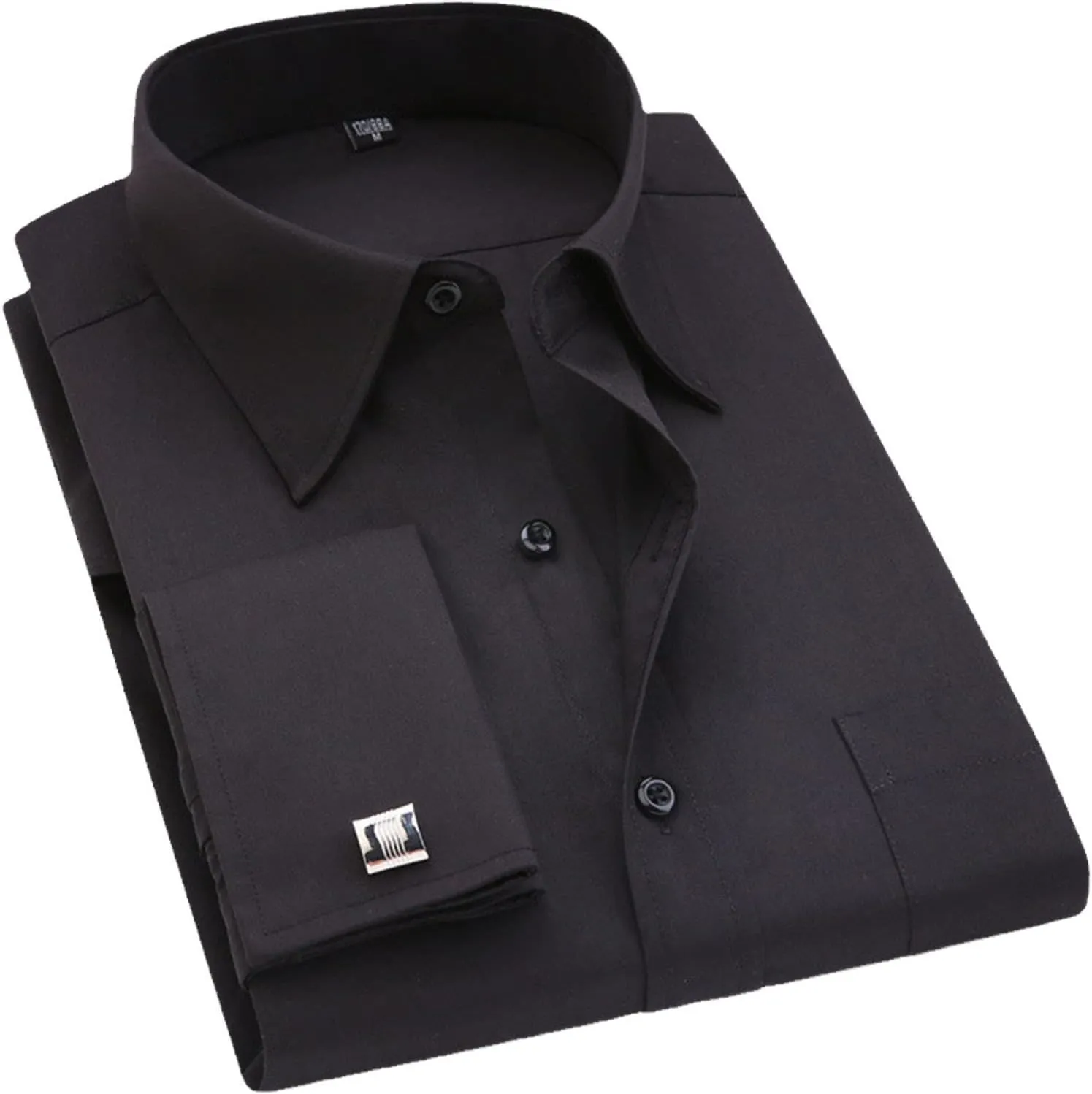 Kelsiop Men's French Cufflinks Business Dress Shirt Long Sleeve