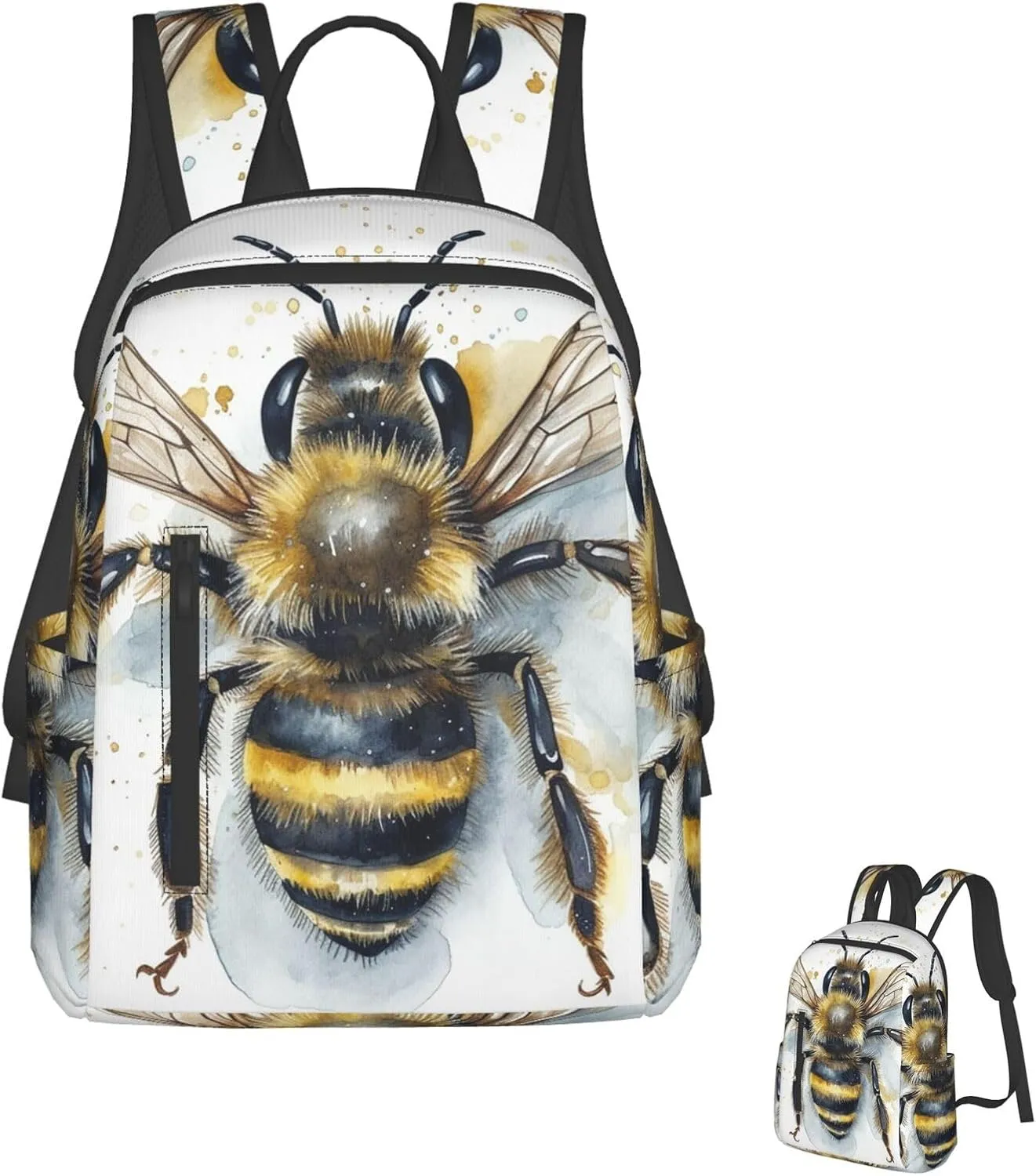 Laptop Backpack Lightweight Travel Backpack Watercolor Bee Computer Bag Hiking Daypack for Men Women