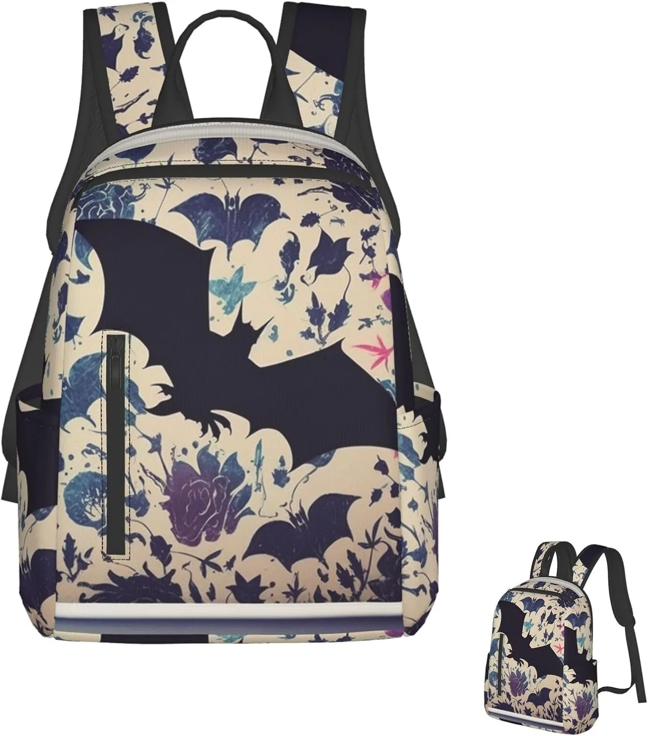Lightweight Hiking Backpack Casual Laptop Backpack for Men Women Bat Print Bookbag Travel Daypack