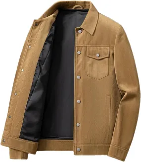 Men Business Jacket Corduroy Slim Fit Solid Color Jacket