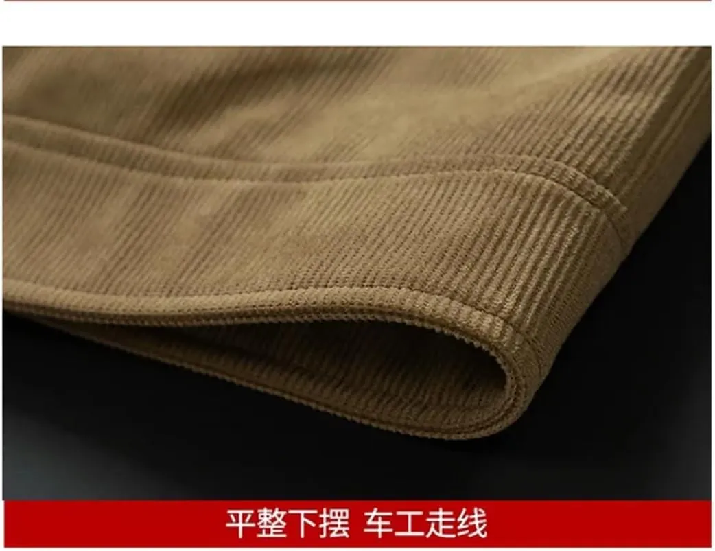 Men Business Jacket Corduroy Slim Fit Solid Color Jacket
