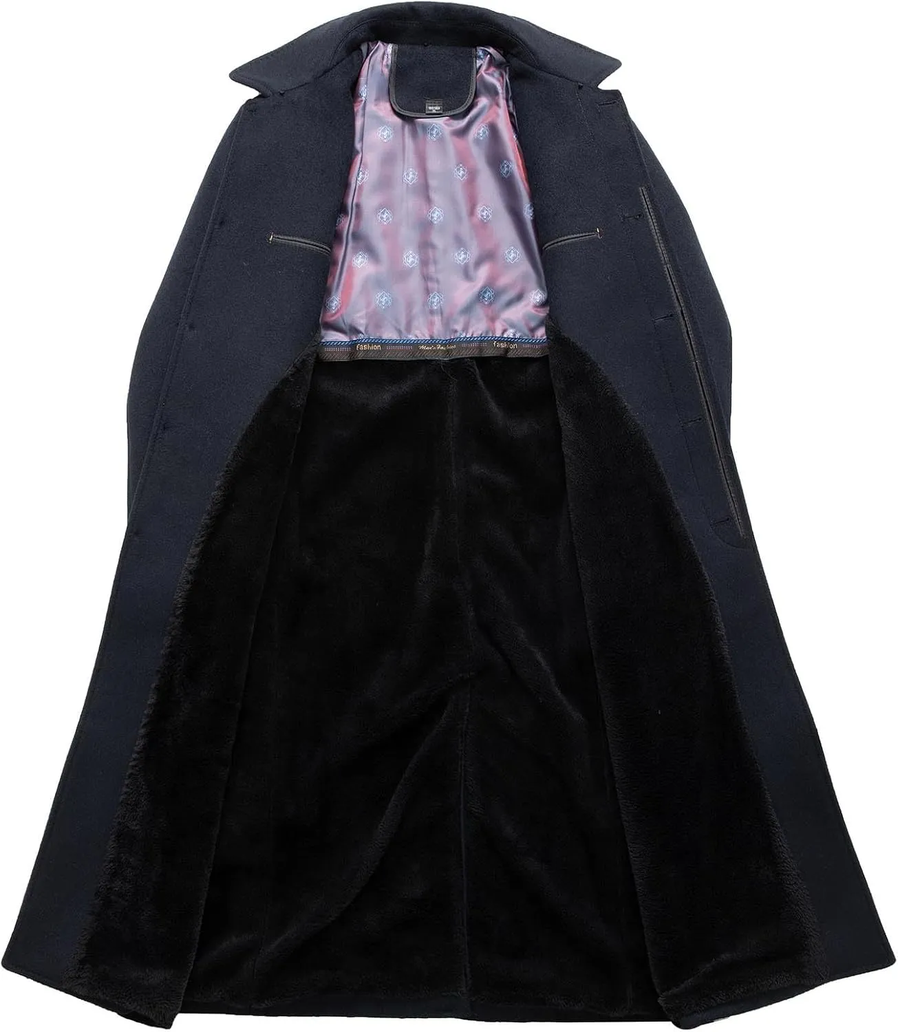 Men's Wool Blend Trench Coat Winter Slim Fit Business Top Coats Single Breasted Overcoat Winter Business Mid Length Overcoats