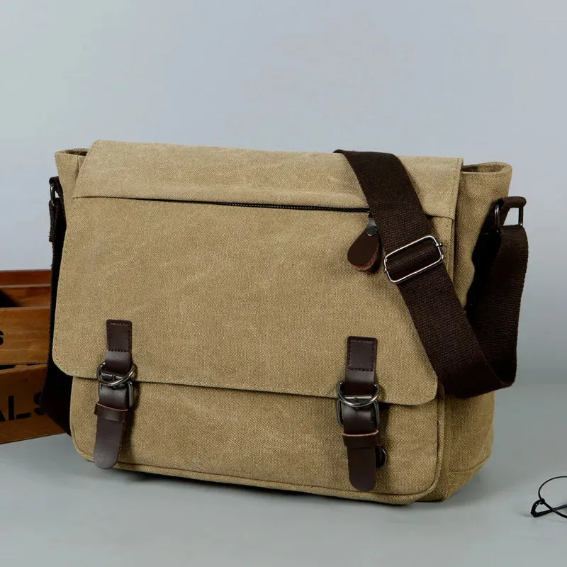 Multifunction Casual Canvas Shoulder Messenger Handbags Zipper Crossbody Single Strap Travel Flap Bag