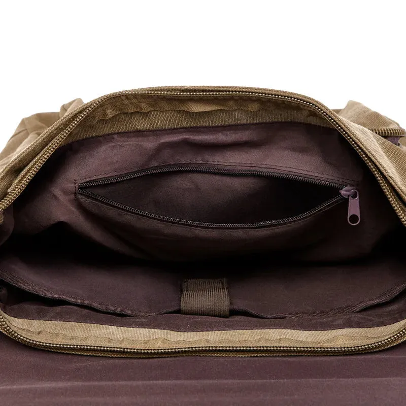 Multifunction Casual Canvas Shoulder Messenger Handbags Zipper Crossbody Single Strap Travel Flap Bag