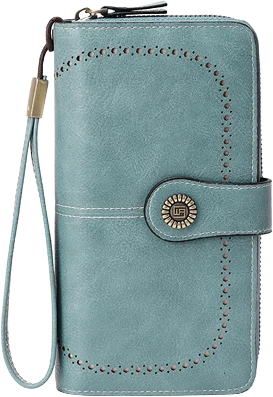 Rfid Wallet Women, Leather Wallet Wristlet, Zip Around Bifold Rfid Blocking Large Capacity Credit Card Wallet Clutch Purses