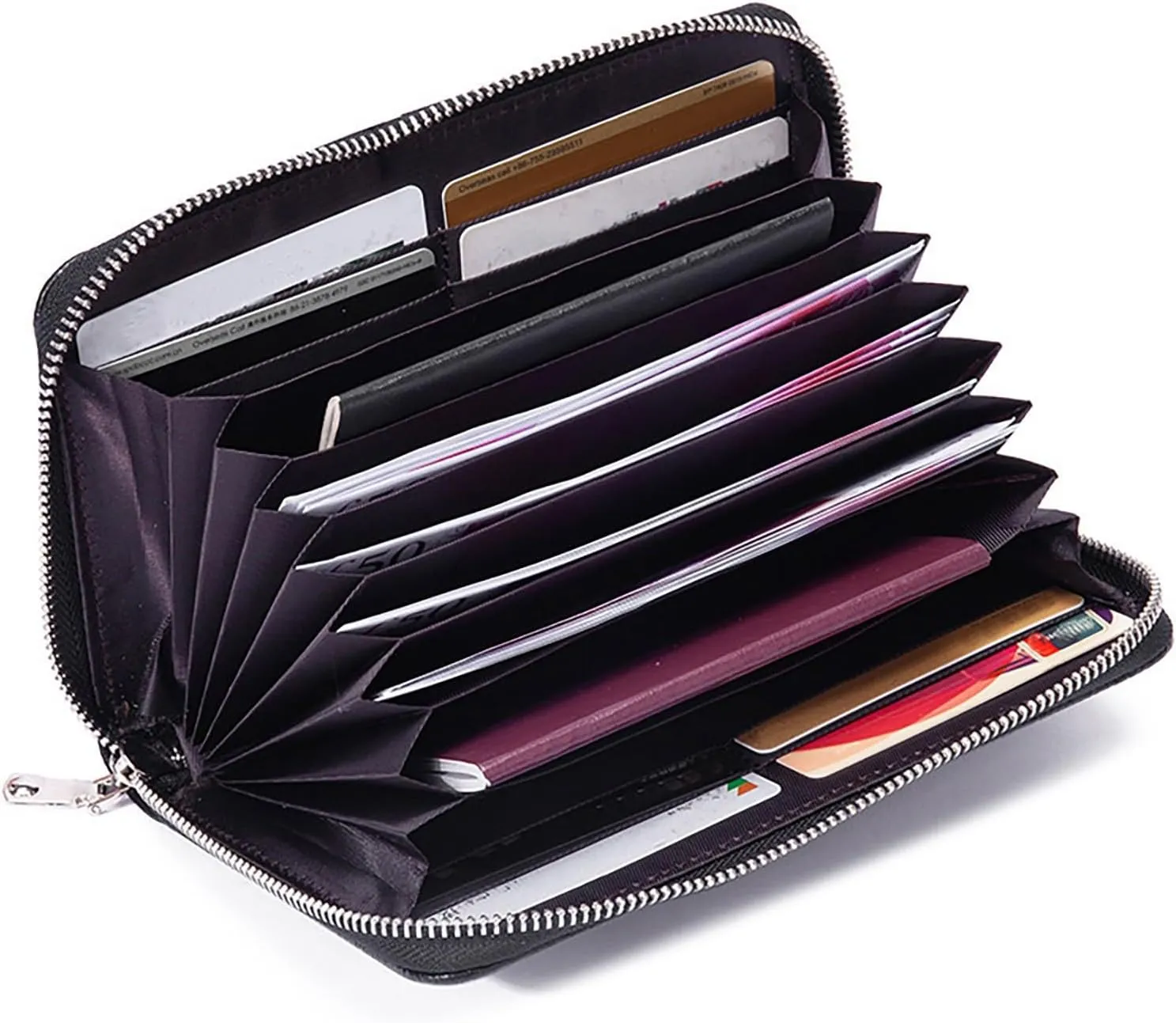Rfid Wallet Women, Leather Wristlet Wallets, Bifold Zip Around Large Capacity Rfid Blocking Credit Card Wallet Clutch Purses