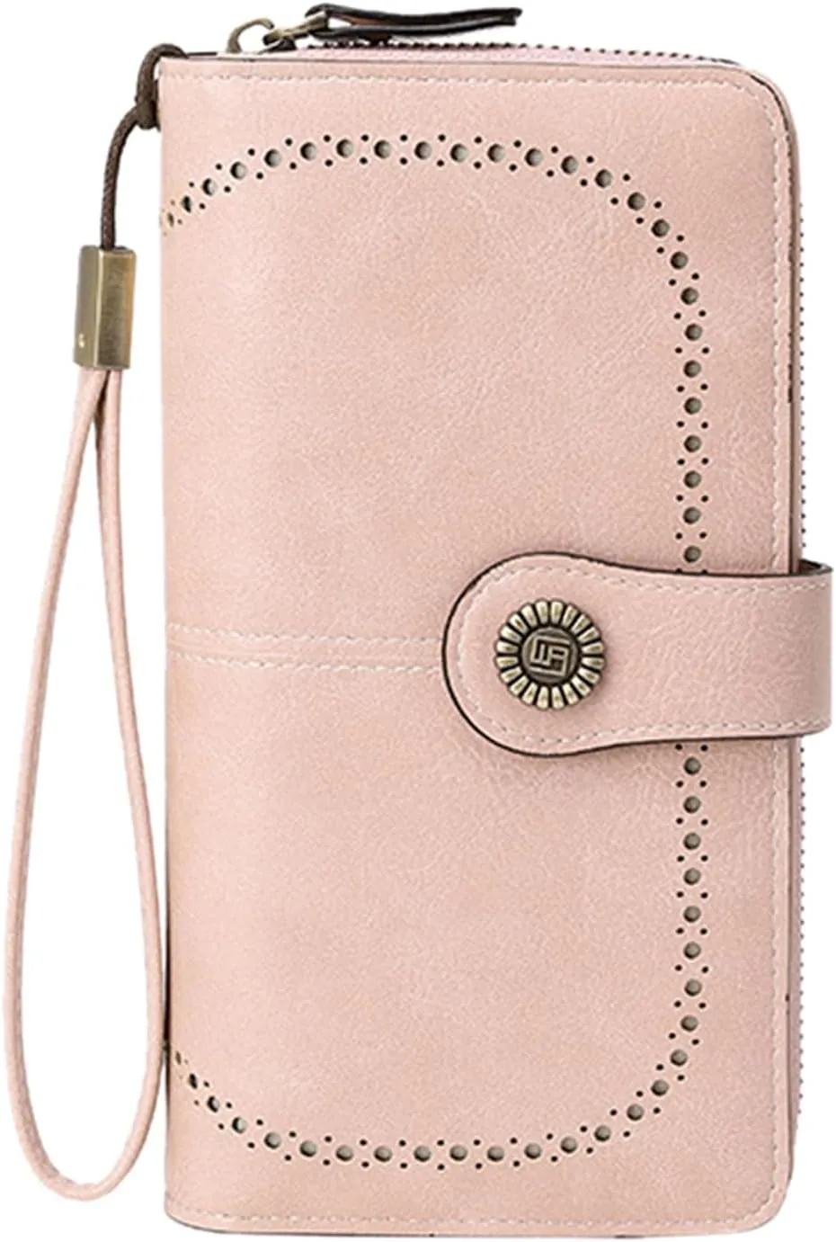 Rfid Wallet Women, Leather Wristlet Wallets, Rfid Blocking Large Capacity Zip Around Bifold Clutch Purses Credit Card Holder