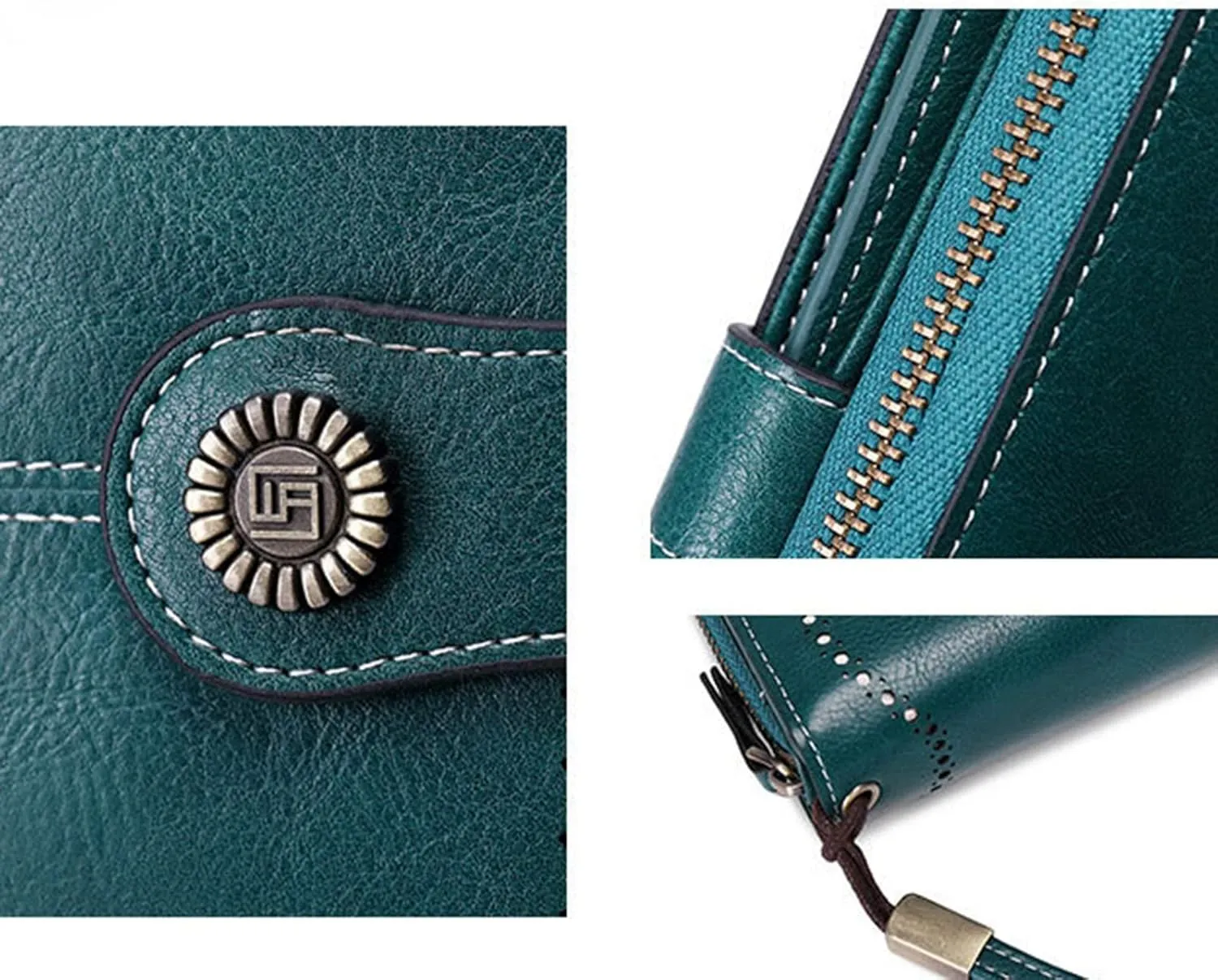 Rfid Wallet Women,Leather Wallet Wristlet for Women,Bifold Rfid Blocking Zip Around Large Capacity Clutch Purses Credit Card Holder,Travel Wallet for Ladies Women Mom Girls