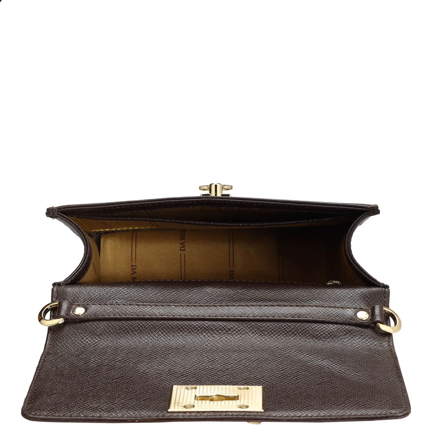 Small Croco Franzy Leather Satchel - Brown