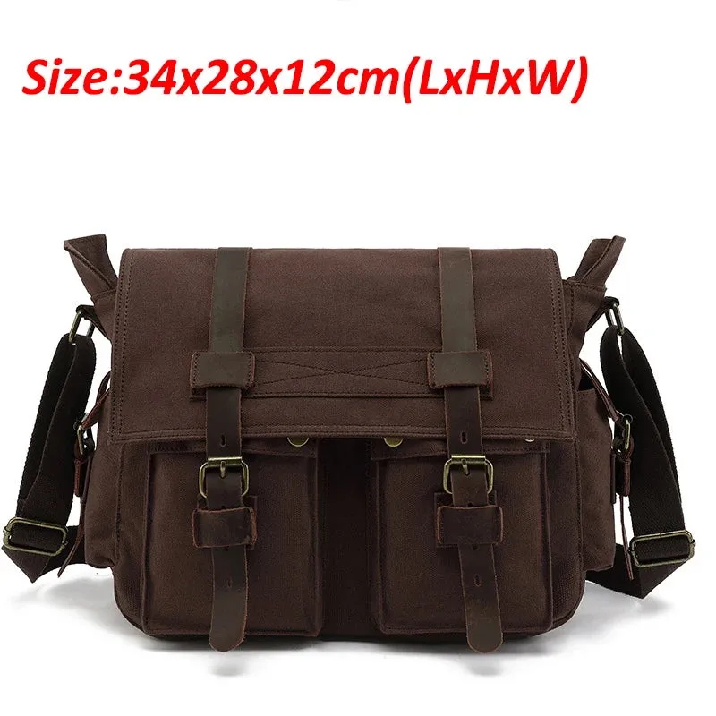 Travel Bags: Retro Messenger Bag. Canvas. Leisure or Work Travel Bag. Crossbody styling.